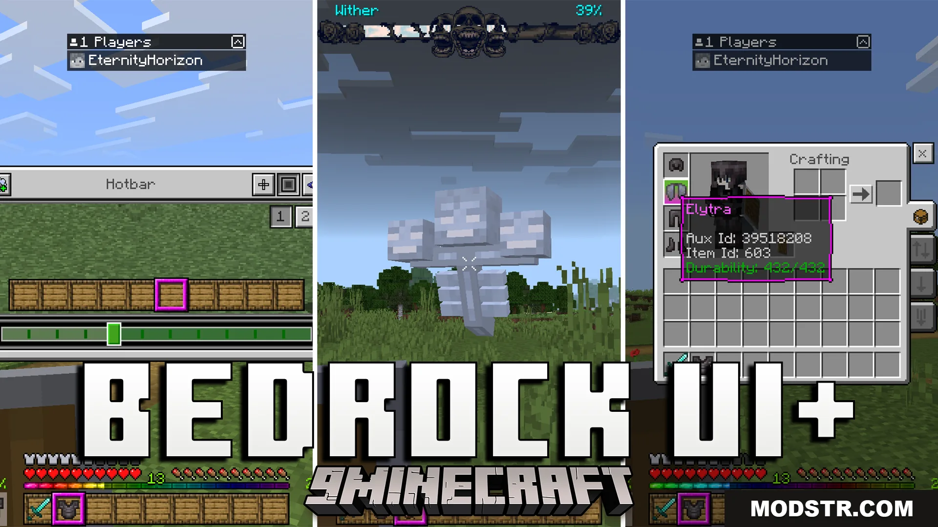Bedrock UI Plus Texture Pack (26.x, 1.21) – A Custom UI With Helpful Stats