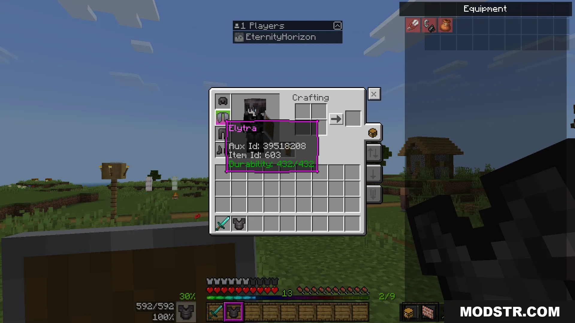 Bedrock Ui Plus Texture Pack Screenshot 11 The new interface shows helpful information like your armor durability