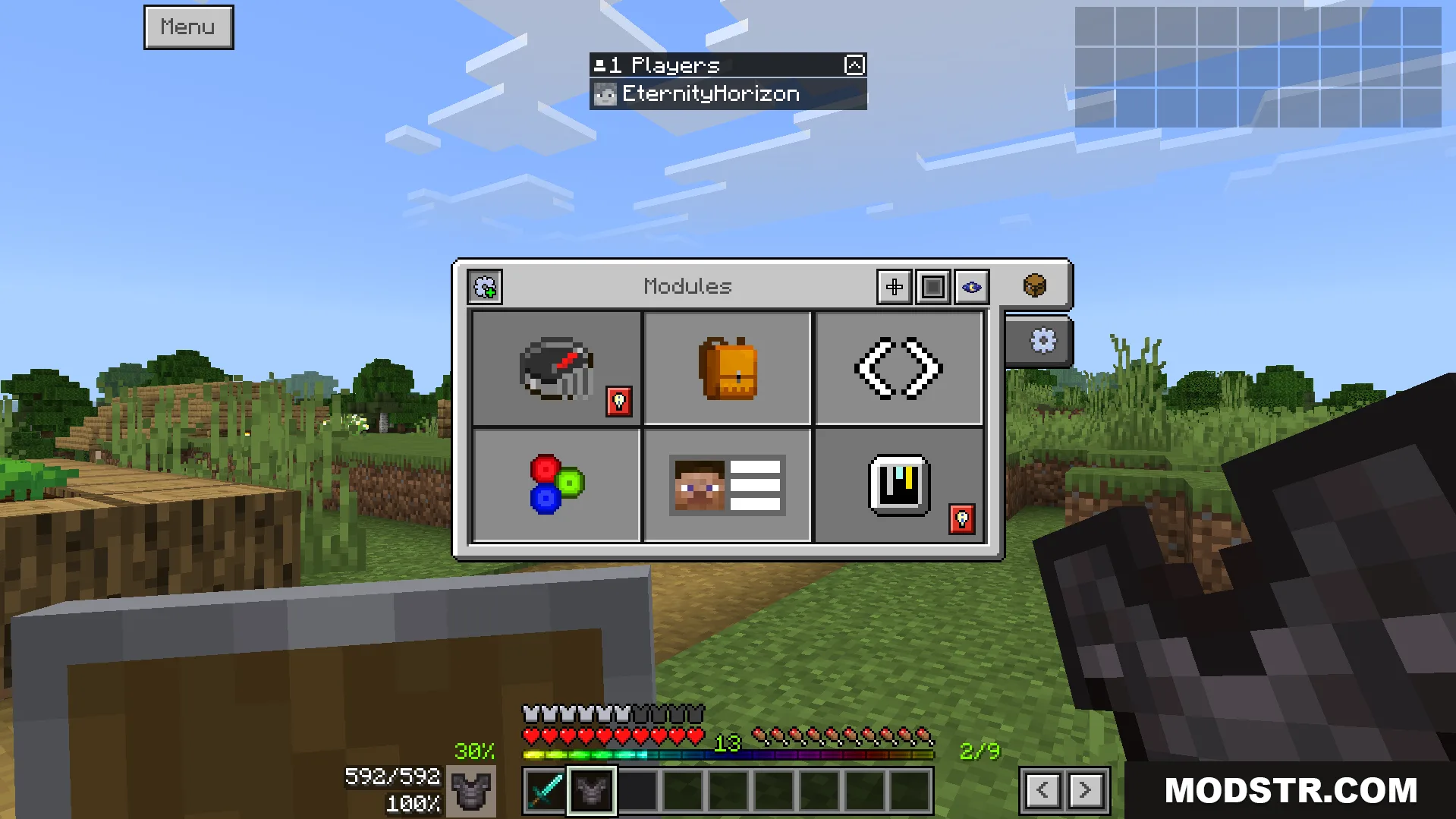 Bedrock Ui Plus Texture Pack Screenshot 6 The user interface shows helpful information like your armor durability percentage