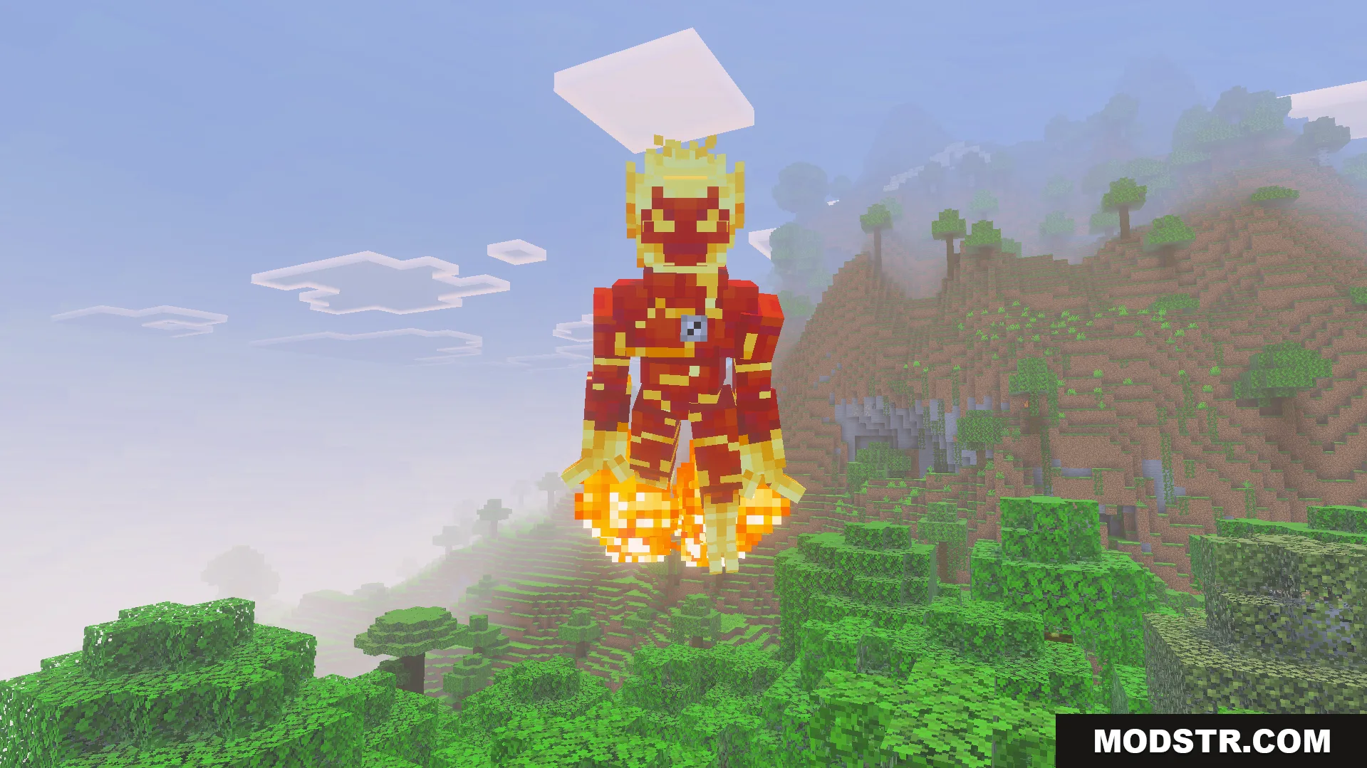 Ben 10 Ultimate Addon Screenshot 8 Heatblast alien uses special abilities to explore the world from above