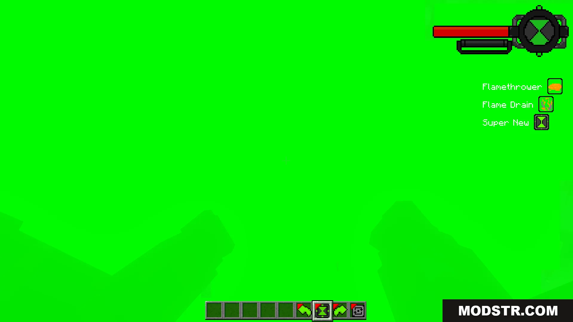 Ben 10 Ultimate Addon Screenshot 4 Green screen view showing custom abilities and health bar interface