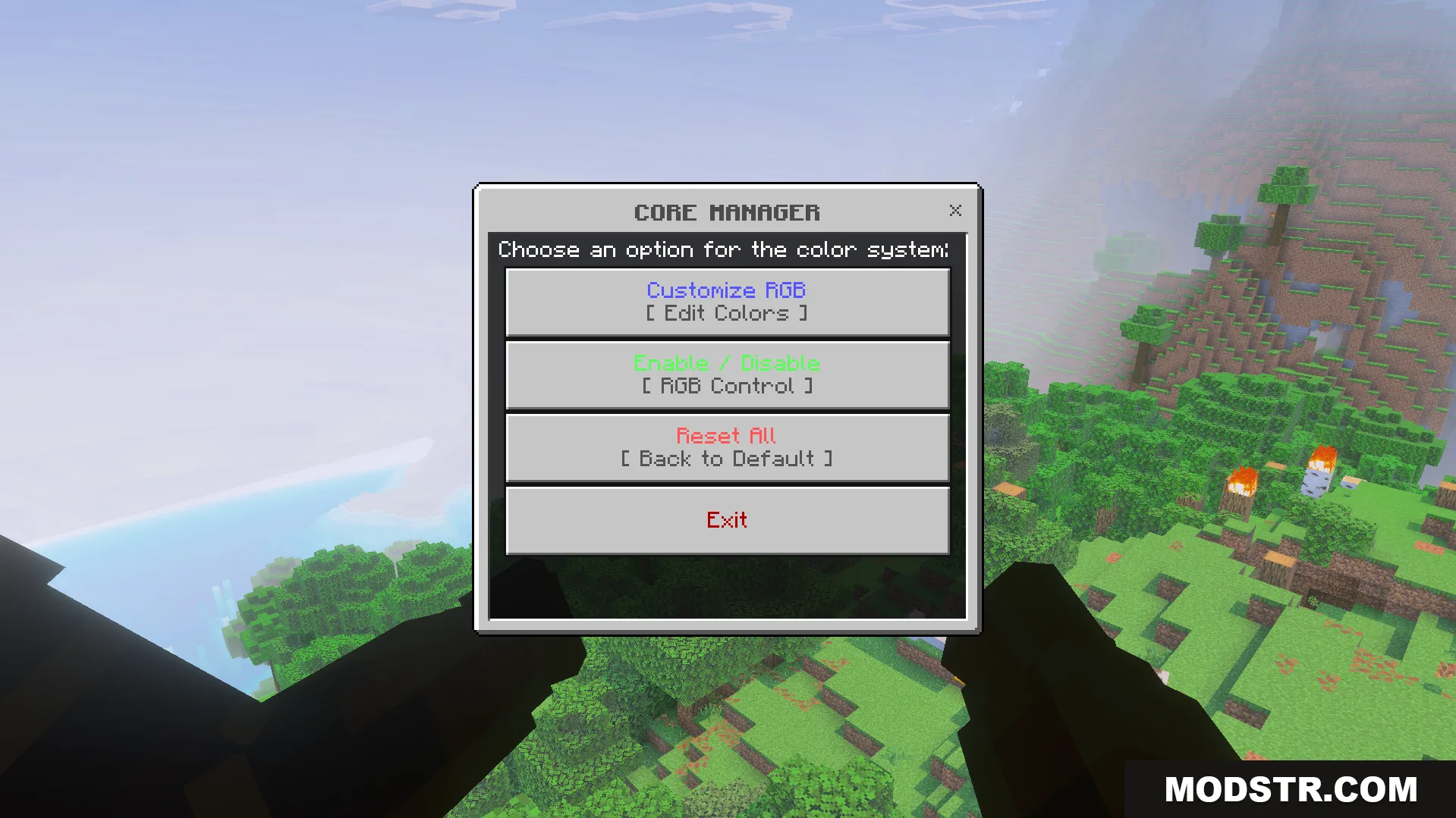 Ben 10 Ultimate Addon Screenshot 10 Core Manager menu showing color system options in game