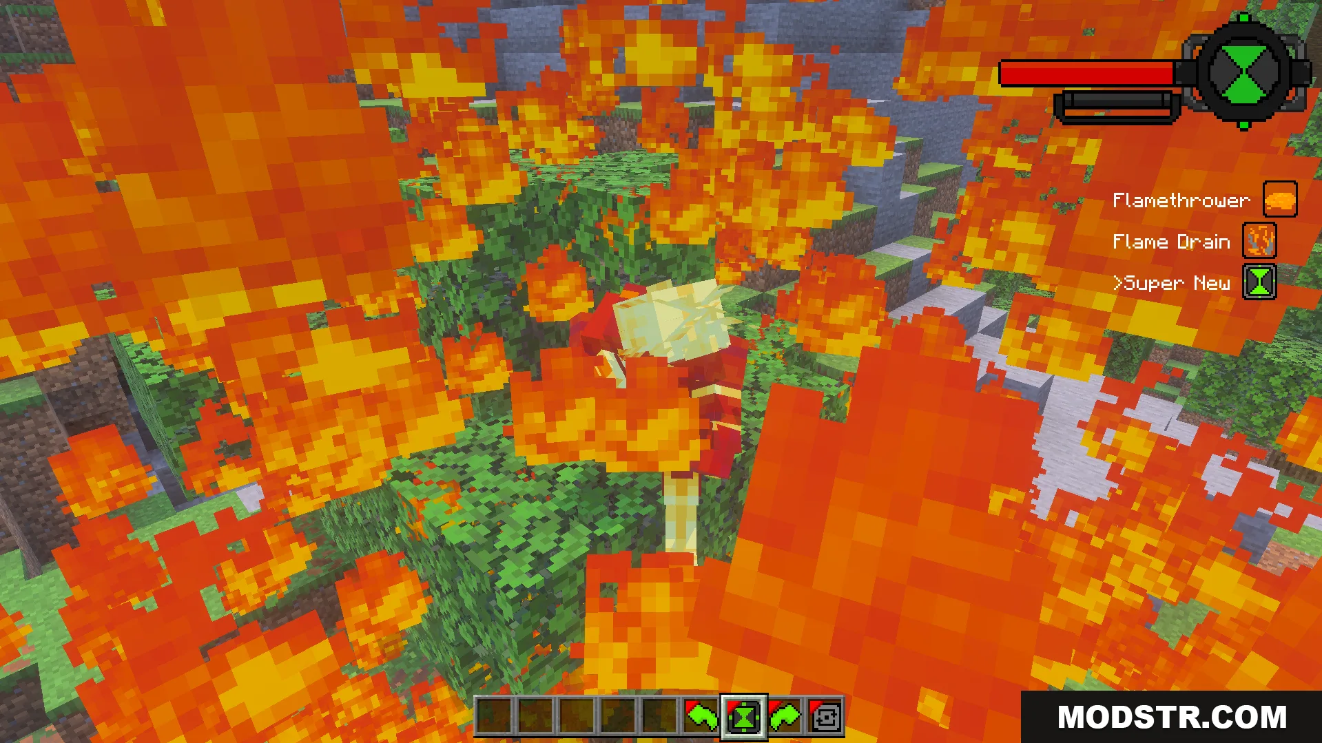 Ben 10 Ultimate Addon Screenshot 6 Heatblast alien using a powerful fire attack ability surrounded by flames