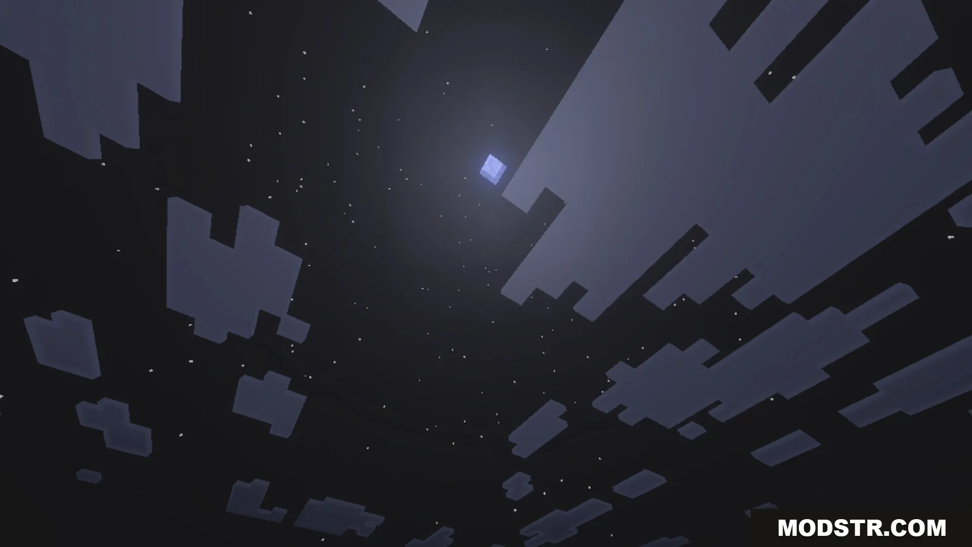 Better 3D Armors Shader Screenshot 4 A low angle view of blocky clouds and stars in the sky