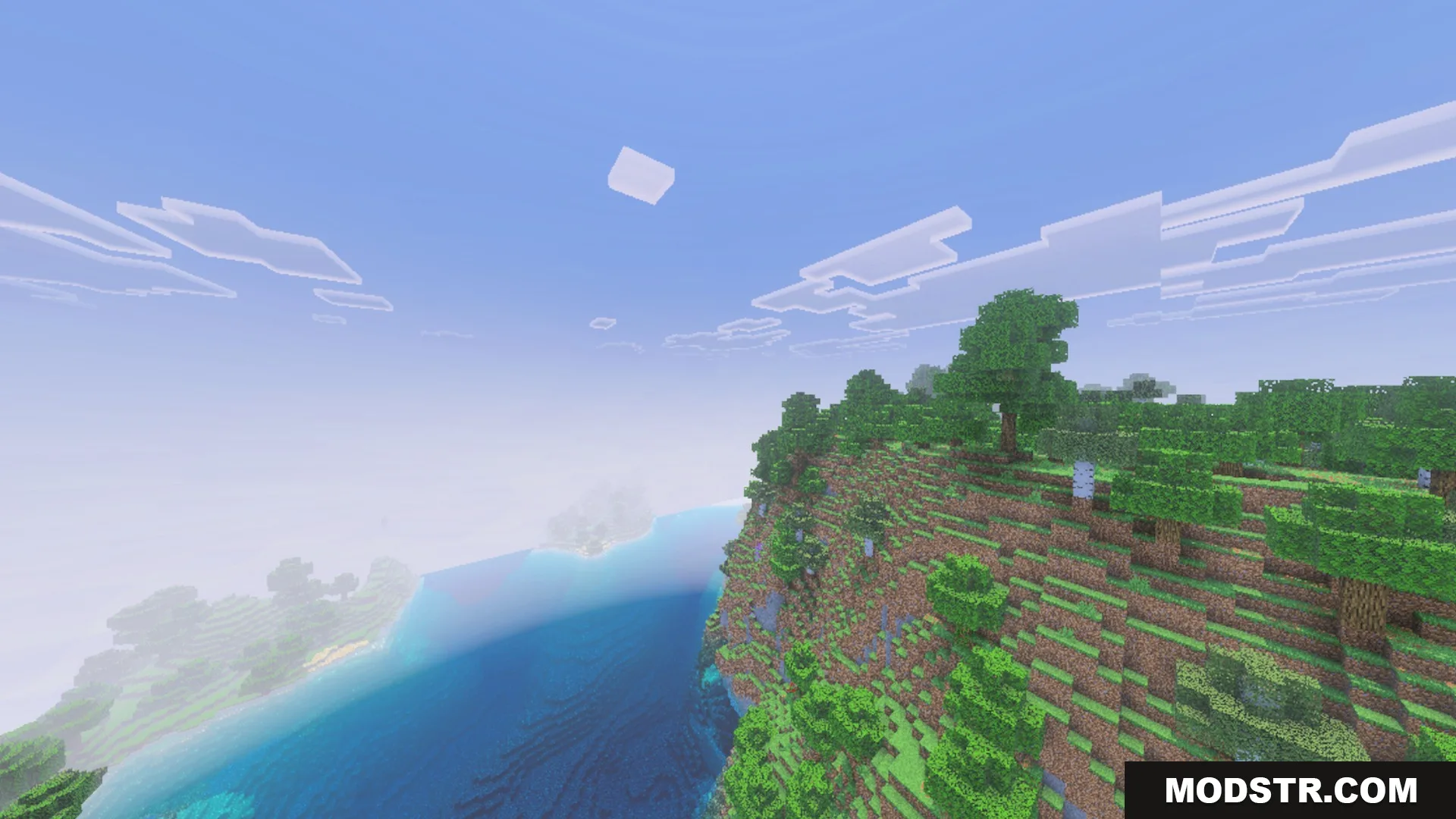 Better Animated Nature Shader Screenshot 5 Better Animated Nature features lush green trees on a scenic cliffside landscape