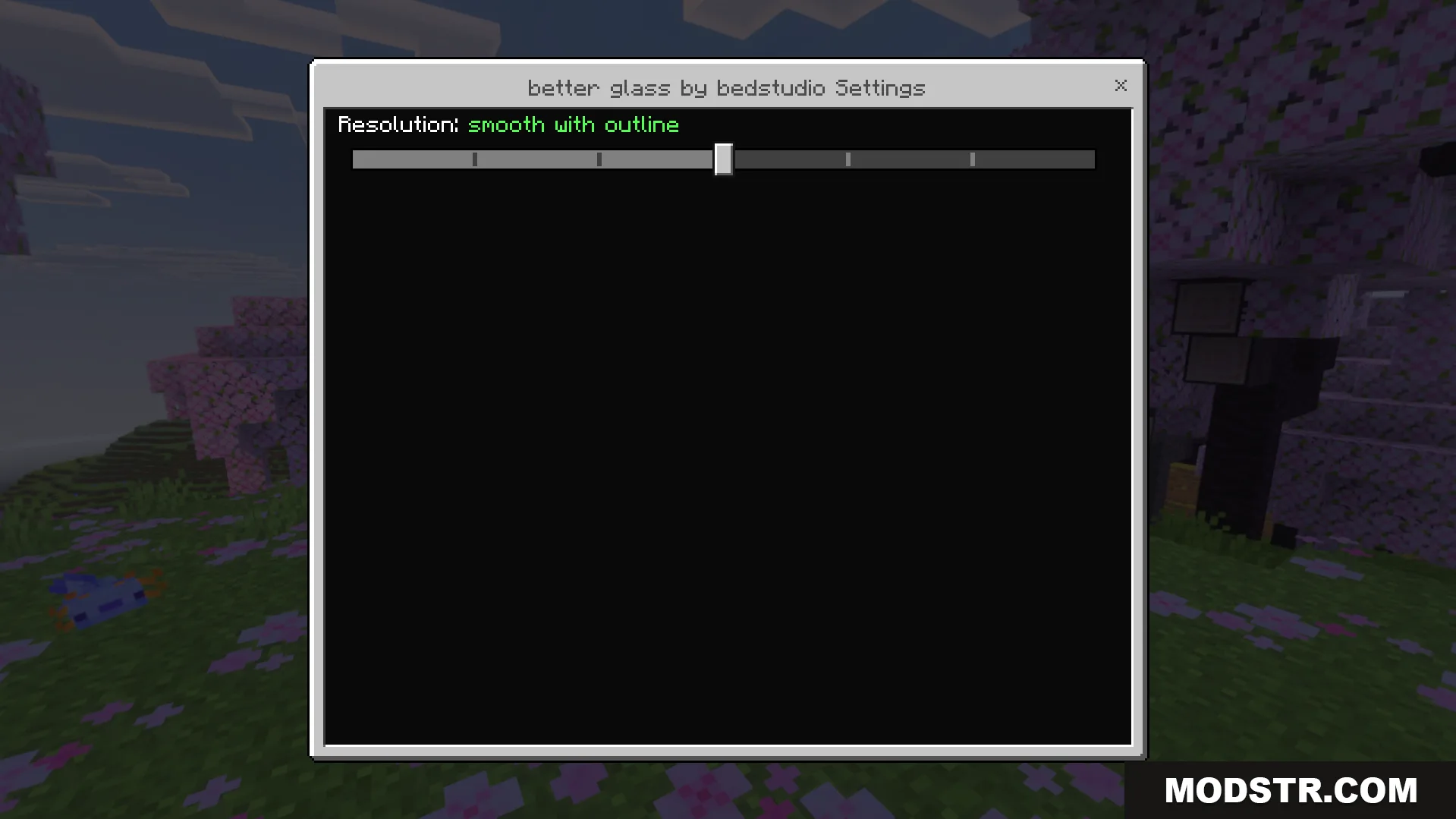 Better Clear Glass Texture Pack Screenshot 5 Configuration screen for better glass by bedstudio with resolution and smooth outline slider