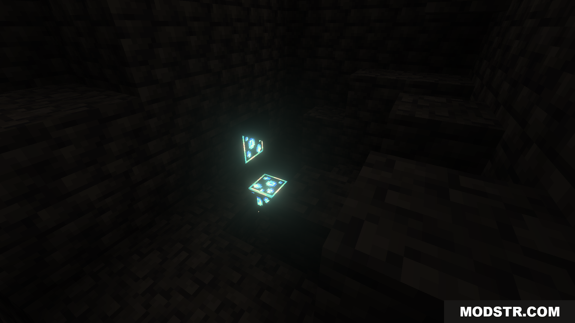 Better Glowing Ores Texture Pack Screenshot 7 Glowing diamond ores in a dark cave environment