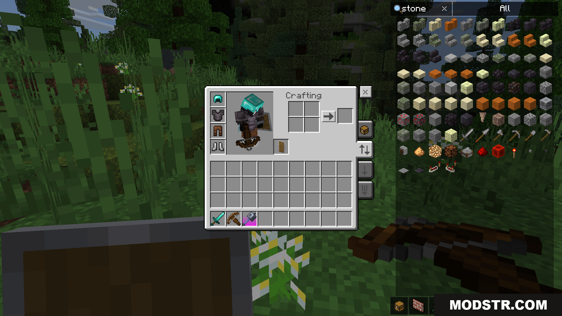 Player inventory showing the new layout and handy shortcut buttons
