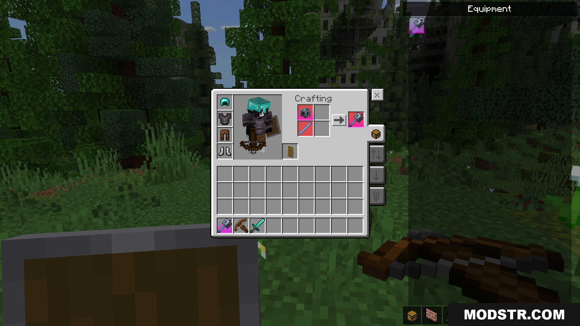 Quick craft buttons are added to the crafting table menu