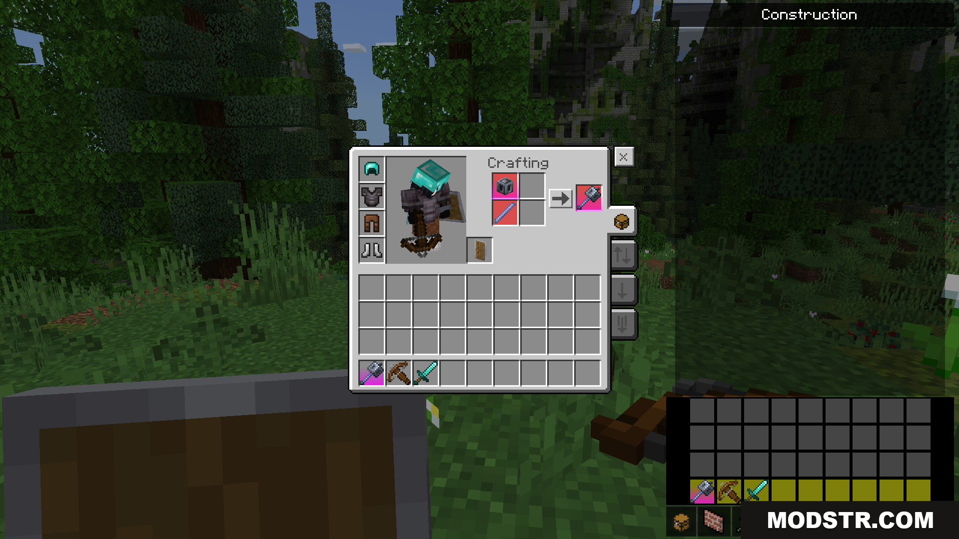 A new inventory layout with quick craft buttons for crafting