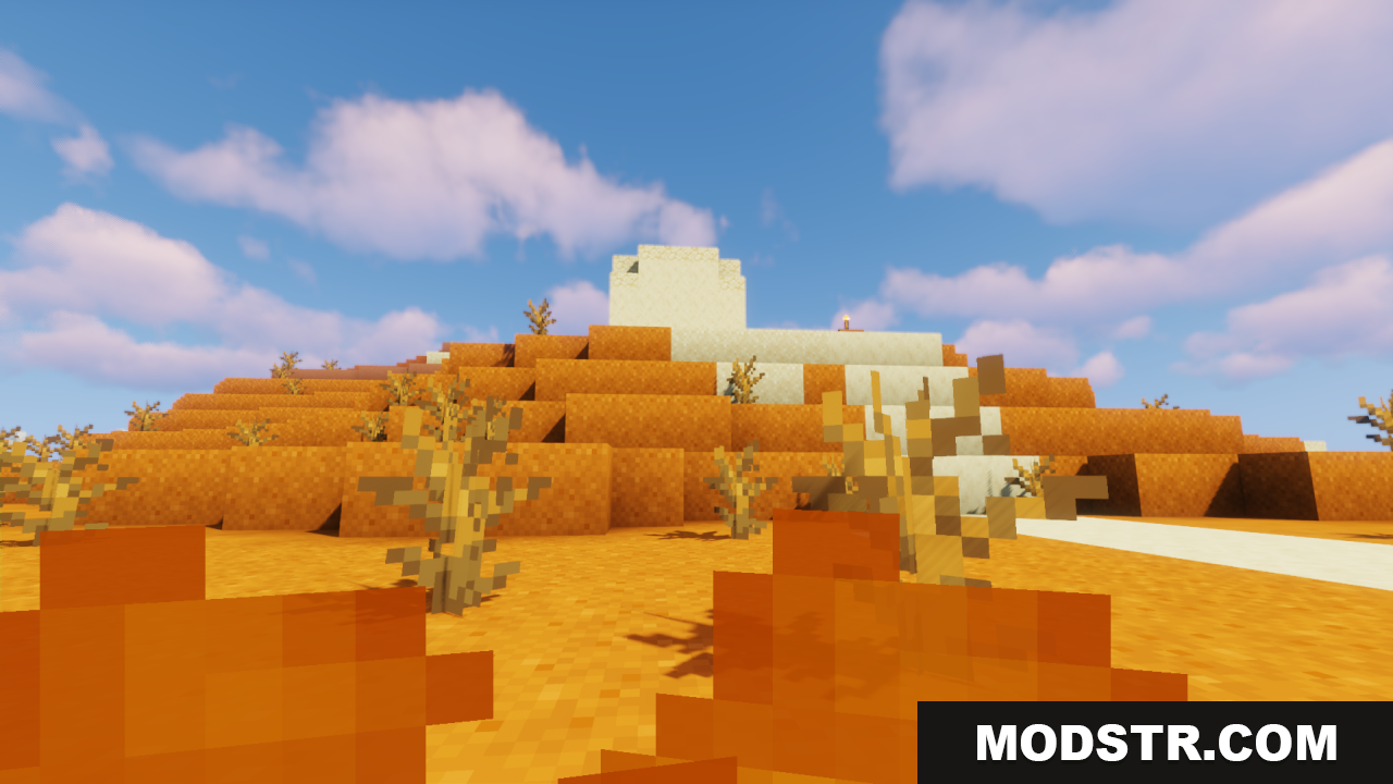 Better Lower Fire Texture Pack Resource Pack Screenshot 8 Viewing a sand structure with the Better Lower Fire pack