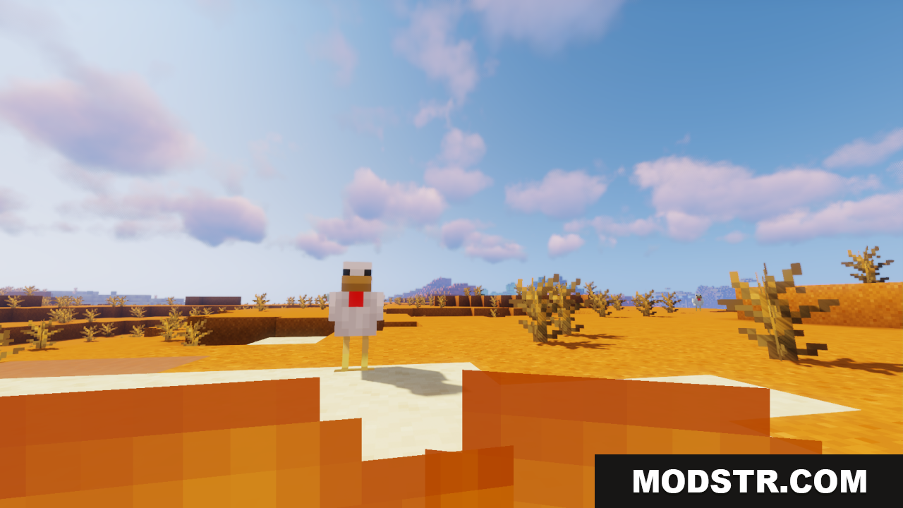 Better Lower Fire Texture Pack Resource Pack Screenshot 6 Player looking at a chicken with low fire texture active