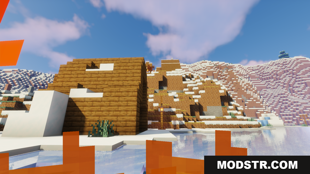Better Lower Fire Texture Pack Resource Pack Screenshot 12 Player standing near wooden building with shortened fire texture on the screen