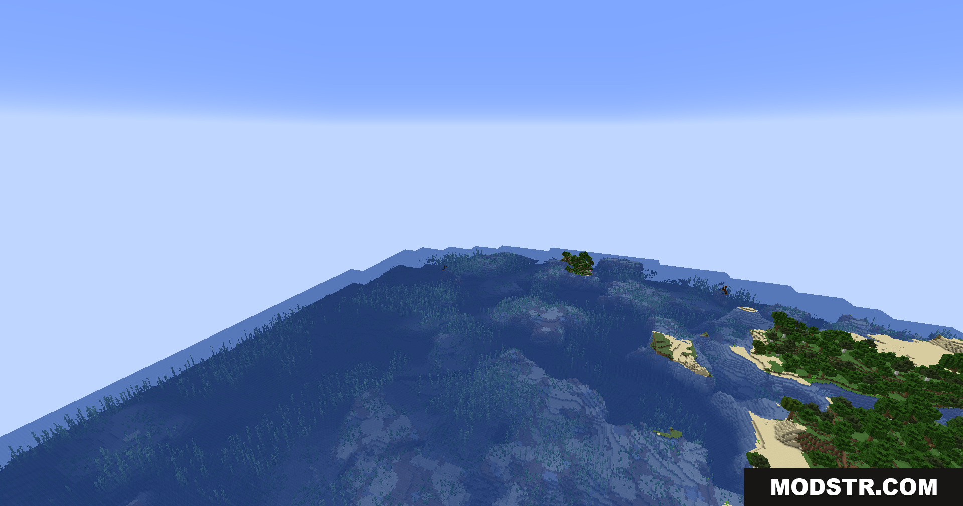 Better Render Distance Mod Screenshot 7 Default square render distance showing the world's edge