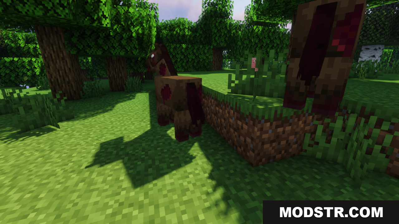 Better Zombie Horse Resource Pack Screenshot 6 Two retextured zombie horses wandering through a sunlit forest