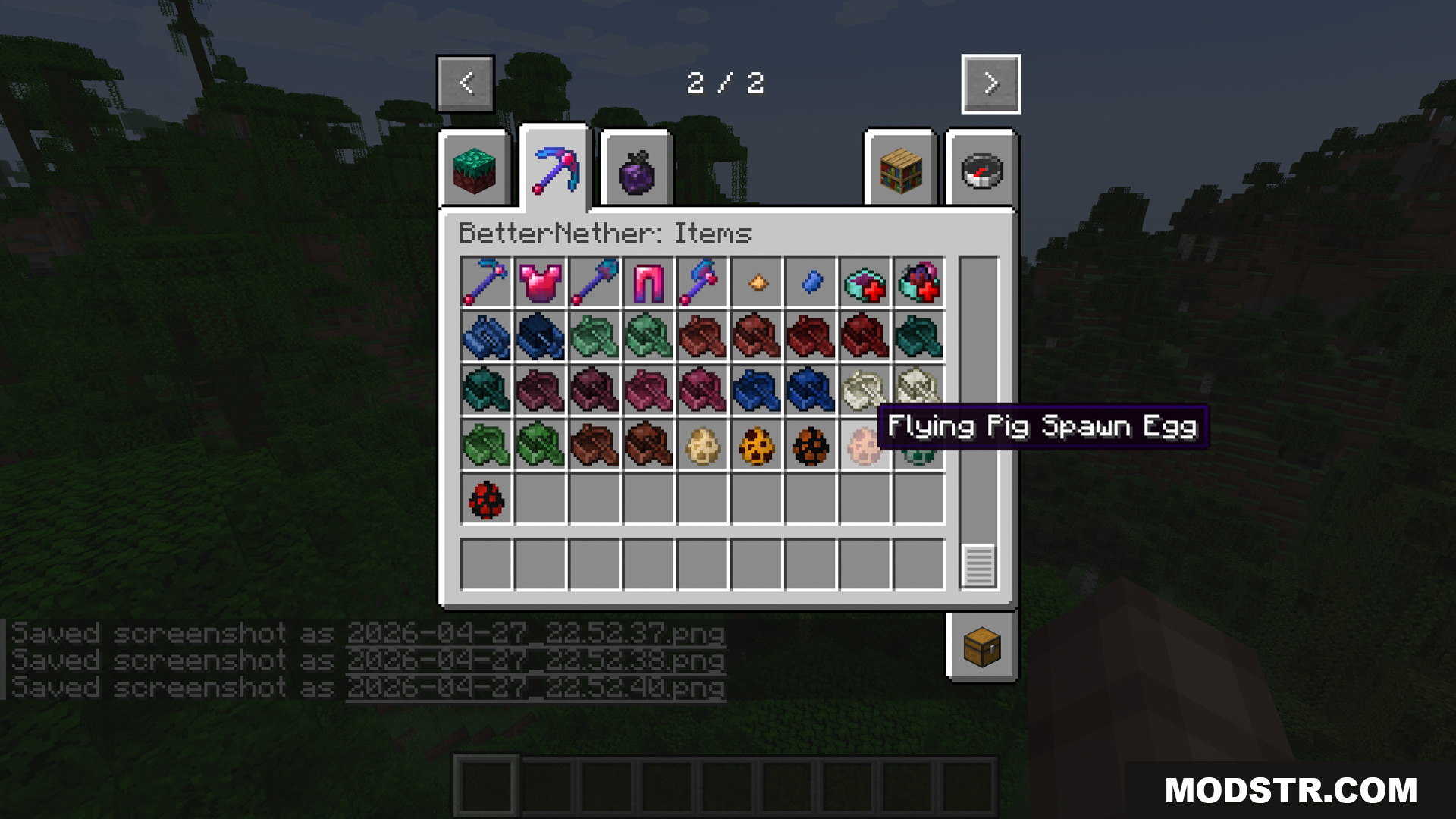 Betternether Forge Mod Screenshot 6 A Flying Pig Spawn Egg from the BetterNether mod