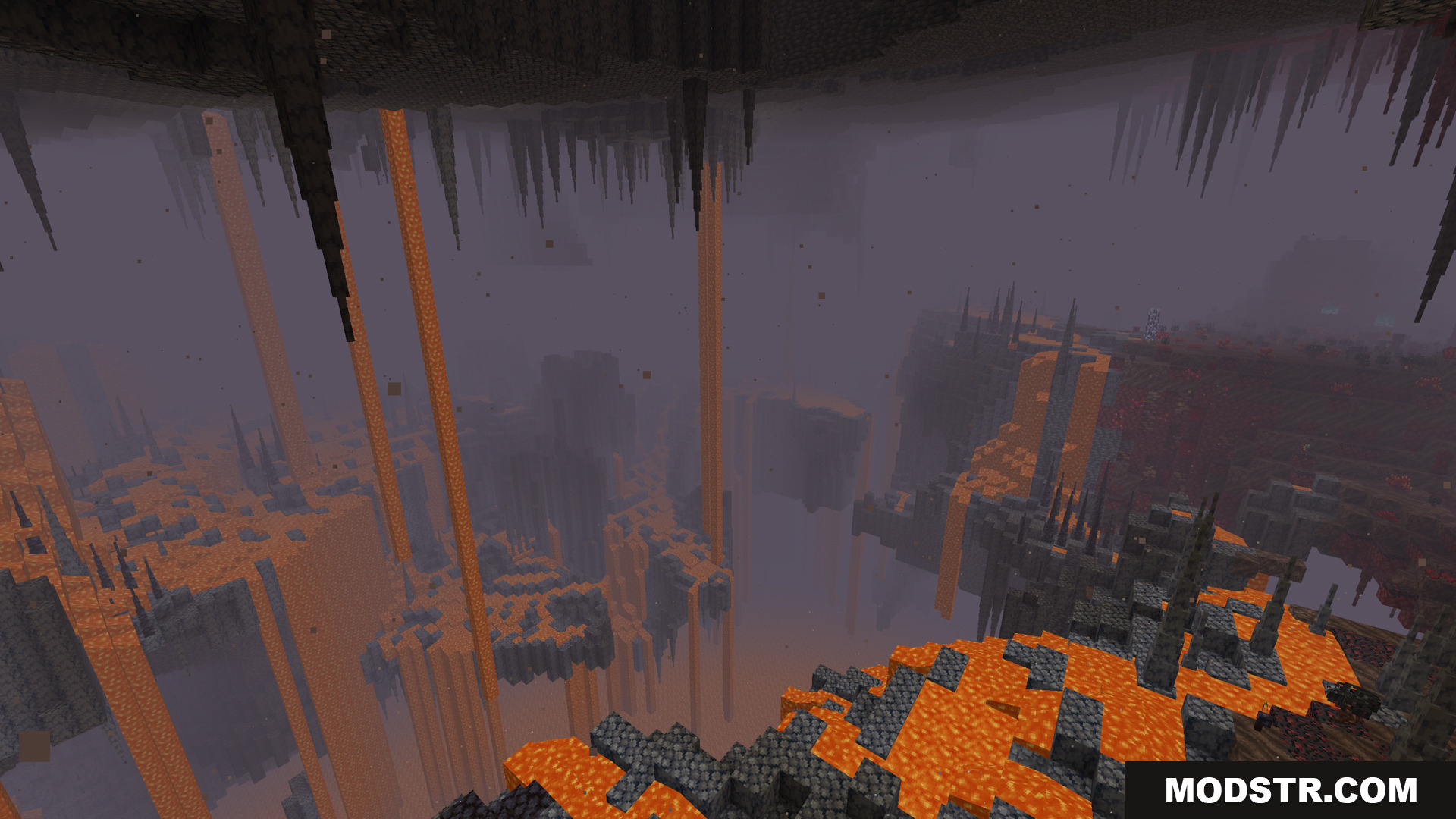 Betternether Forge Mod Screenshot 10 A vast and foggy Nether biome with lava falls