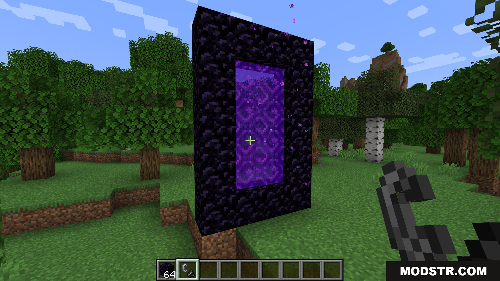 Betternether Forge Mod Screenshot 8 A player stands before a lit Nether portal