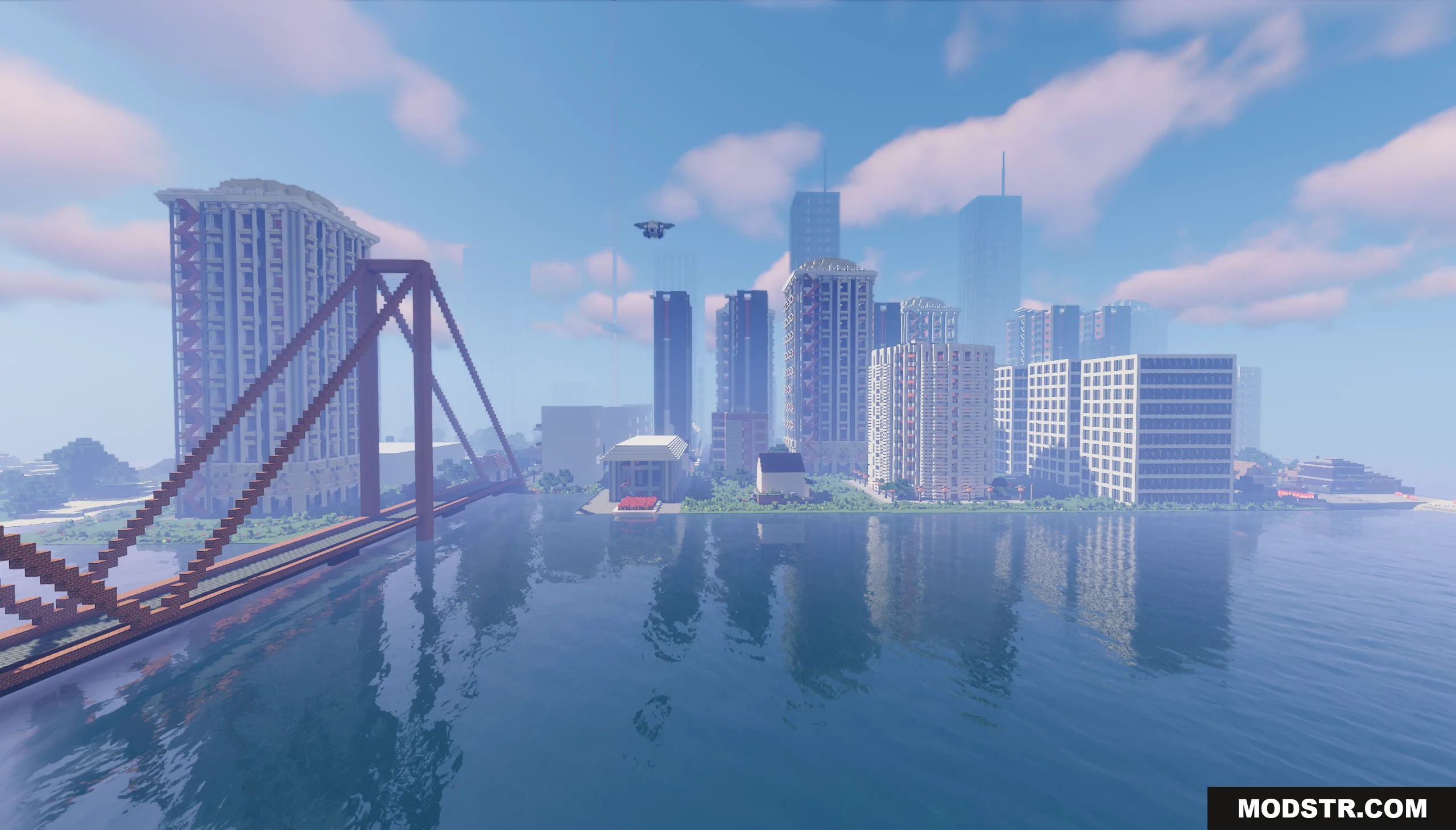 Big City of New Nordland Map Screenshot 4 A large red bridge leads to a modern city skyline across the water