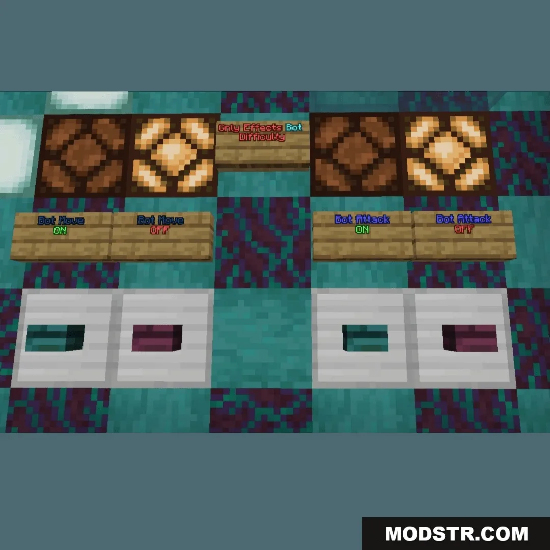 BladeX Pvp Practice Map Screenshot 2 Control panel to change bot movement and attack settings for combat training