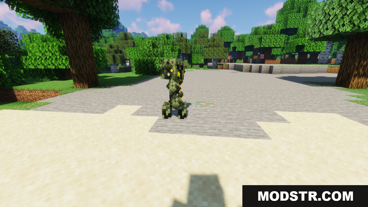 Blues Mimic Creepers Texture Pack Resource Pack Screenshot 4 Side profile of the scary new creeper model walking on sand