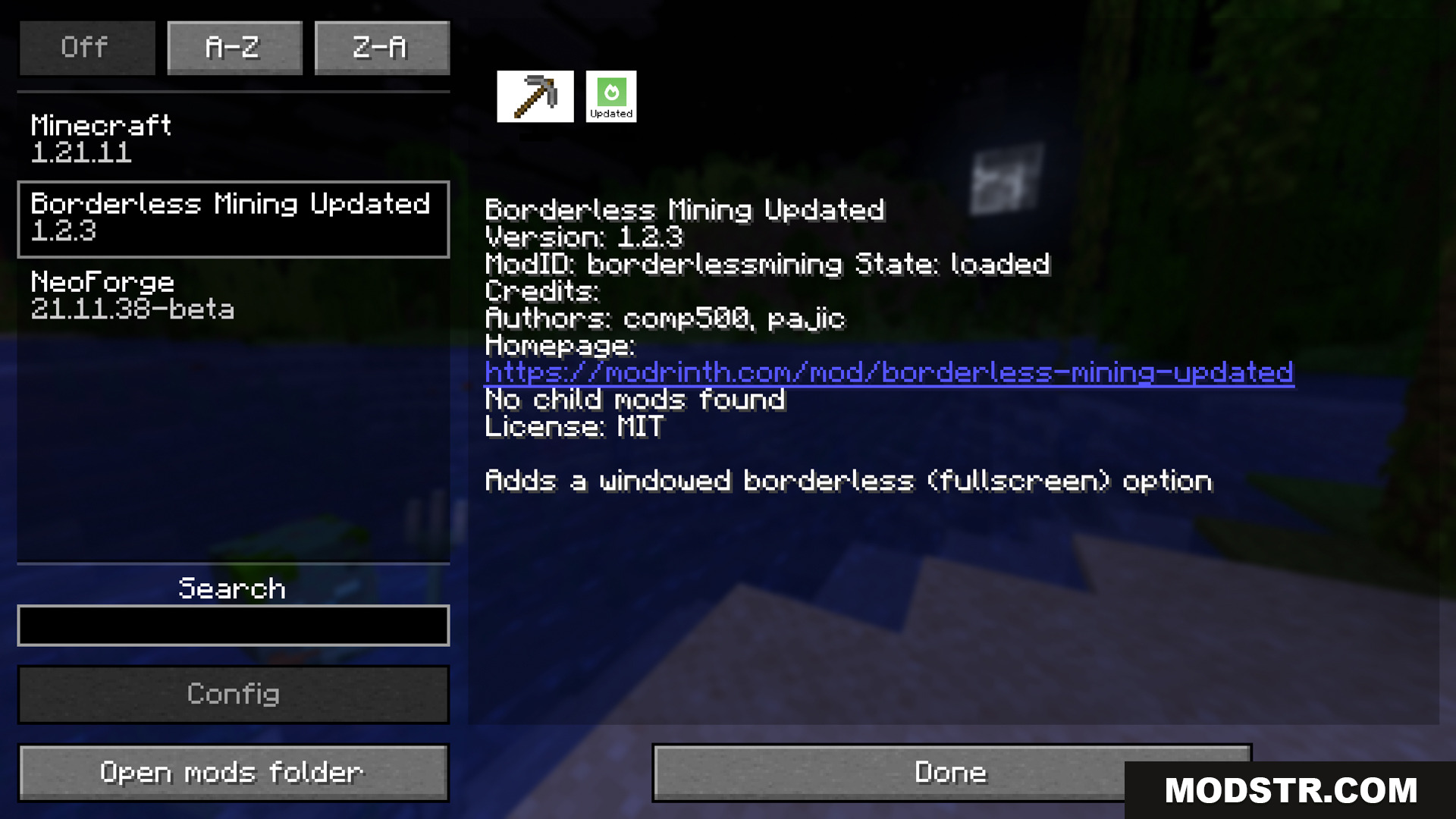Borderless Mining Updated Mod (26.1.2, 1.21.11) – Fixes Input Lag