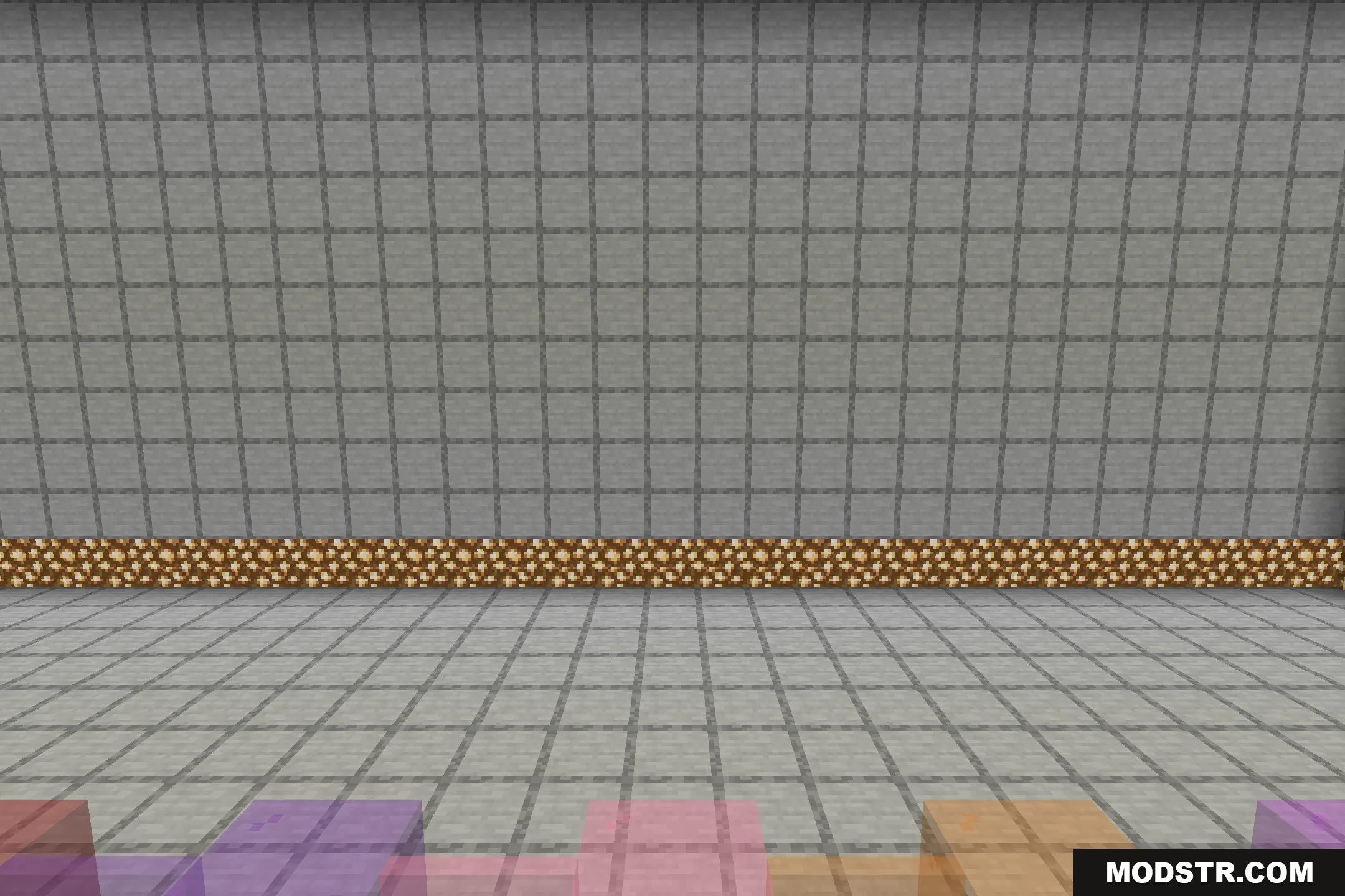 BorderlessGlass Resource Pack Screenshot 4 A stone block wall with glowstone accents and clean glass at the bottom