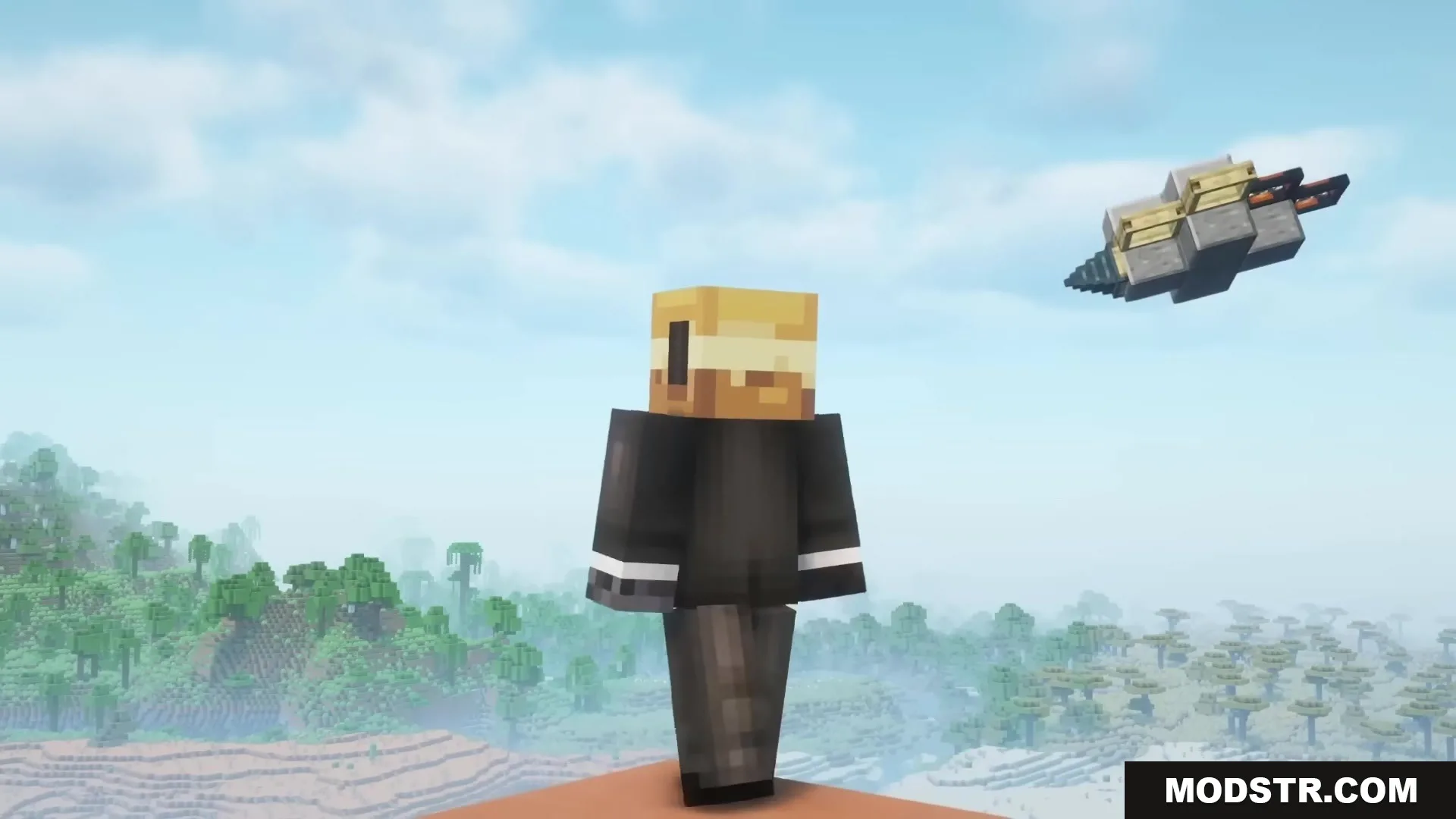 Buddy Drones Mod Screenshot 4 A custom flying drone with a drill bit hovers near the player
