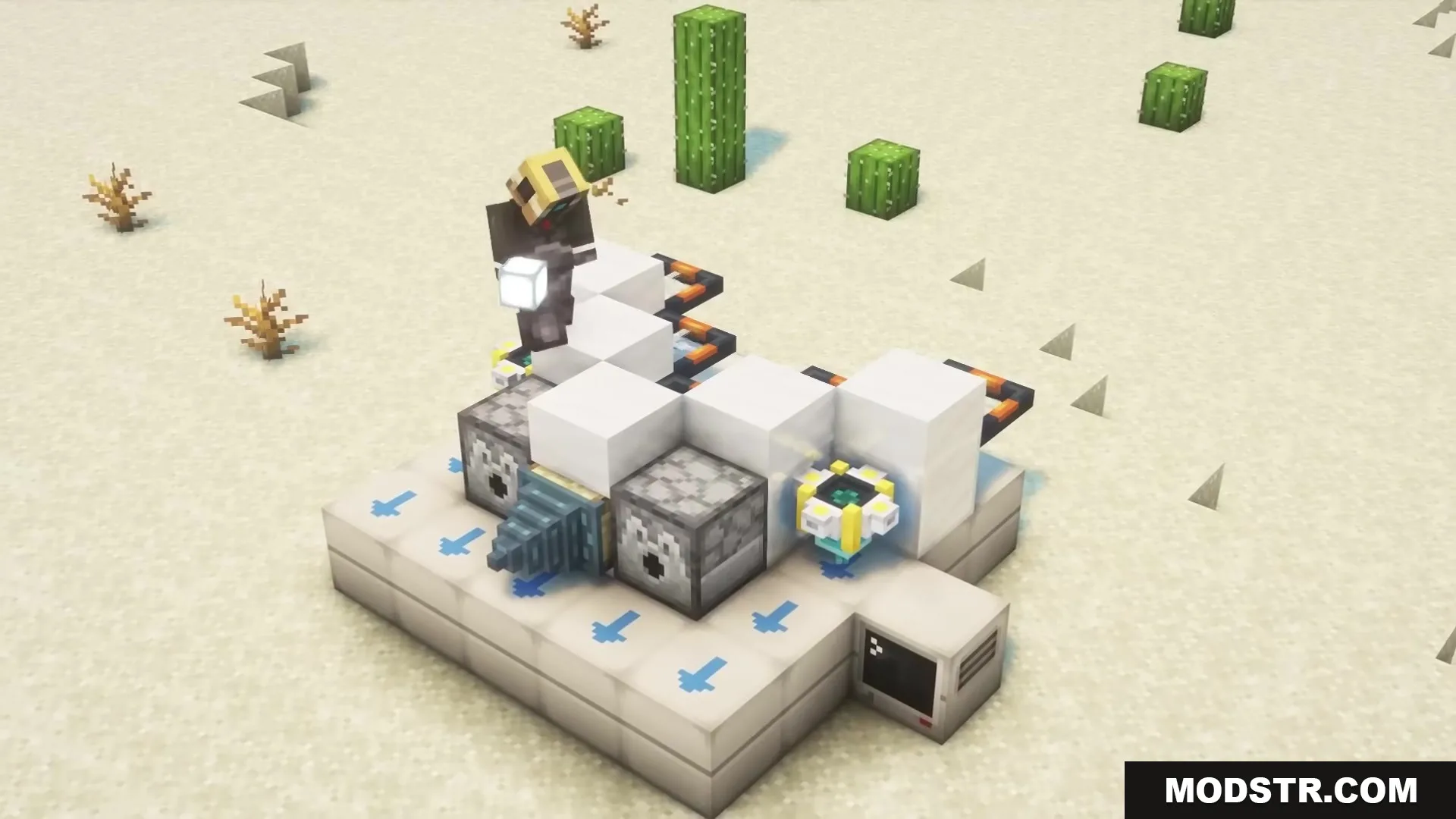 Buddy Drones Mod Screenshot 1 A player standing on a custom drone structure with Buddy Drones Mod