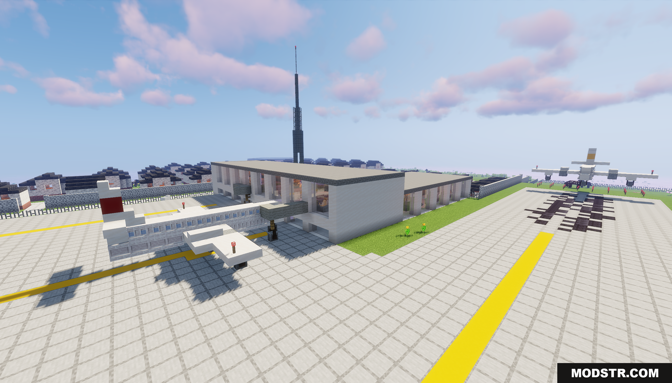 Cat City Map Screenshot 2 Airport terminal with airplanes on the runway and a control tower