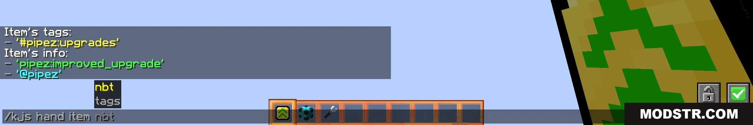 Catalytic Tweaks Mod Screenshot 4 Player using a command to display item tags and NBT data