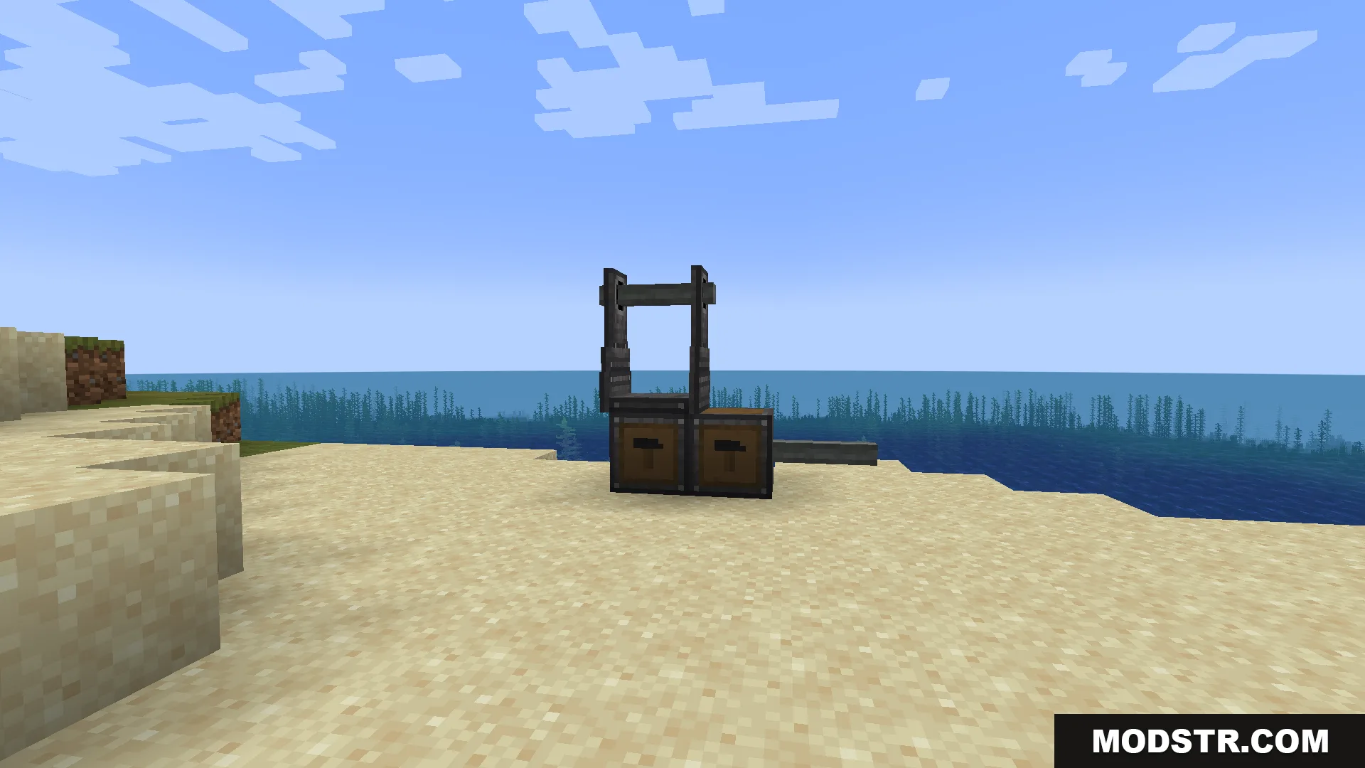 A compact mount block for building cannons placed on a sandy beach