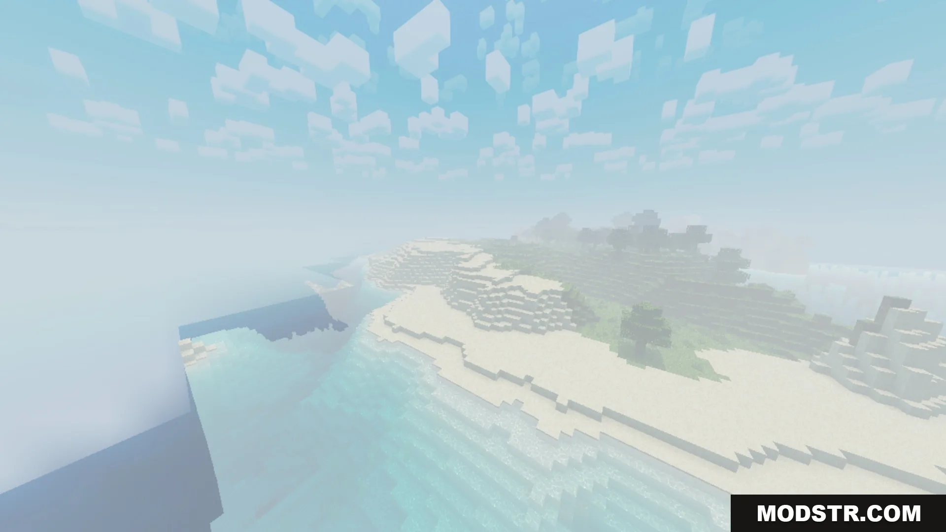 Chroma Shader Screenshot 7 A scenic view of a foggy beach and ocean with soft lighting