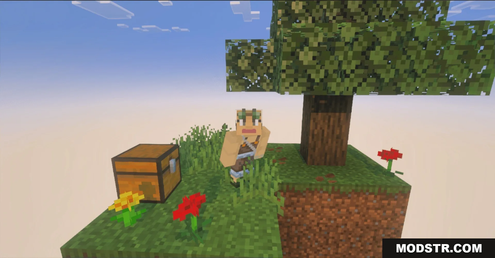 Classic Sky Block Map Screenshot 2 Player character standing on a tiny floating island surrounded by an endless void