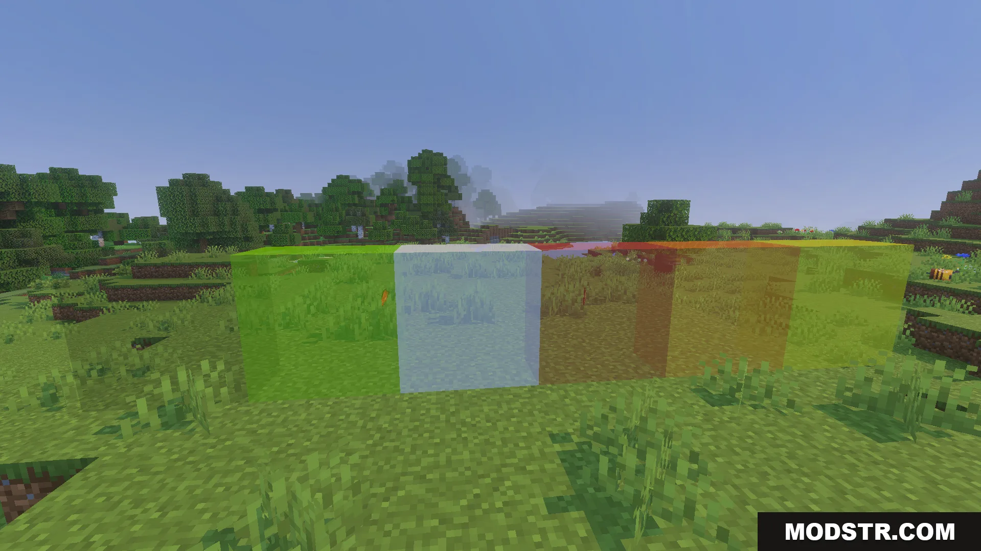 Clear Glass Texture Pack Screenshot 2 various colored glass blocks placed together without visible borders