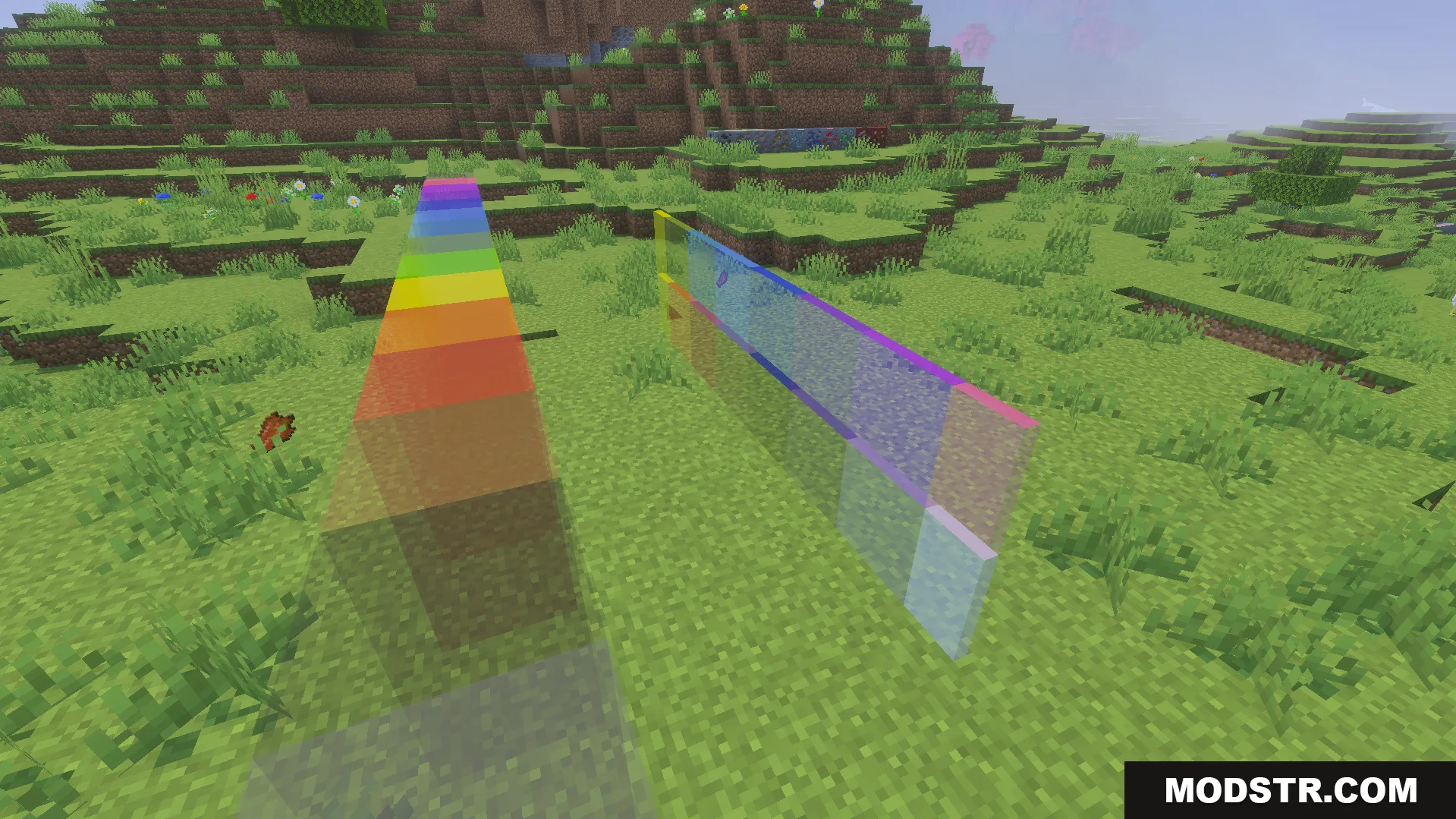Clear Glass Texture Pack Screenshot 5 colored glass blocks and panes showing smooth textures without annoying borders