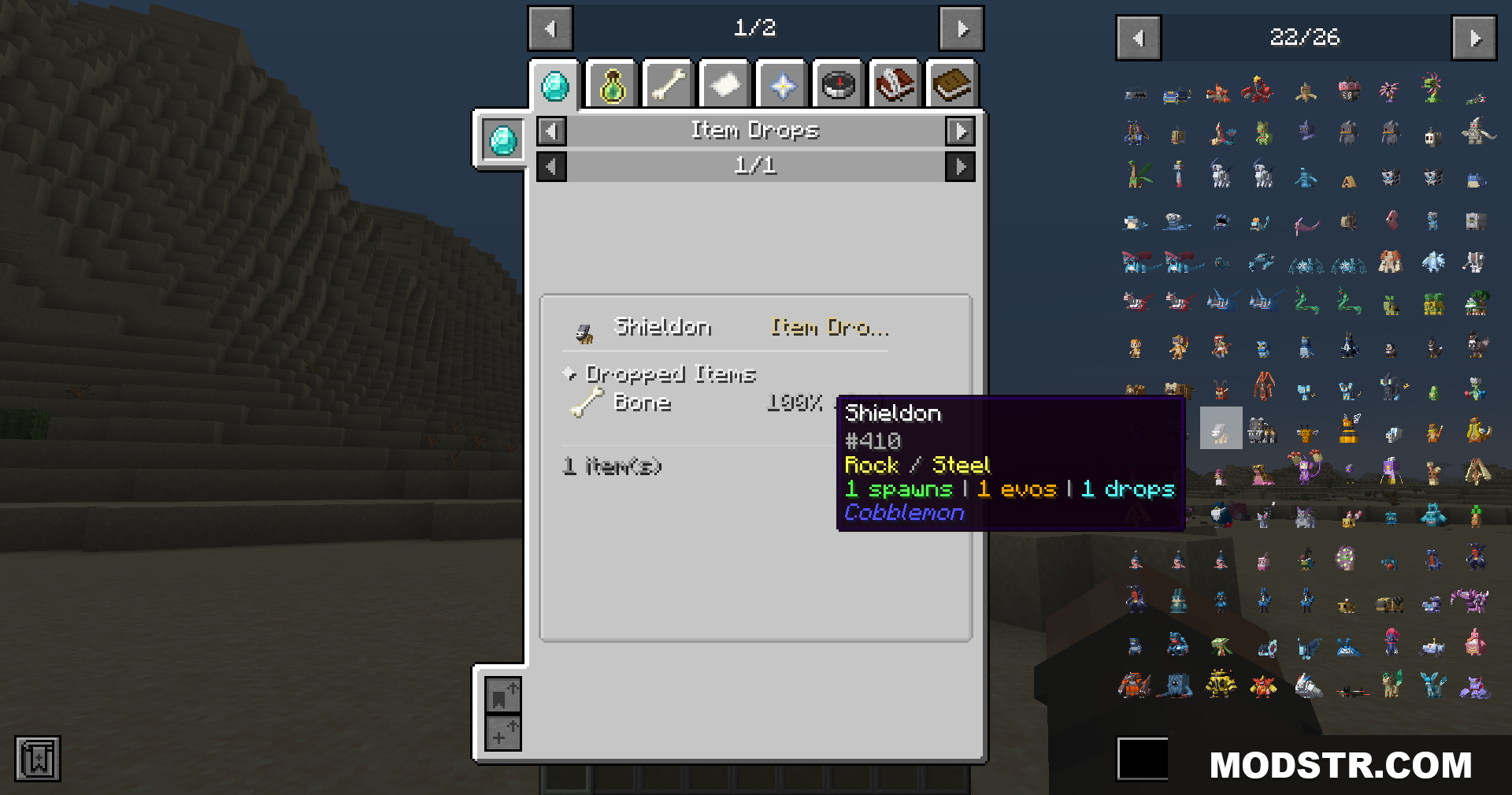 Cobbledex Rei Emi Jei Mod Screenshot 13 Cobbledex shows item drops for the Pokémon Shieldon