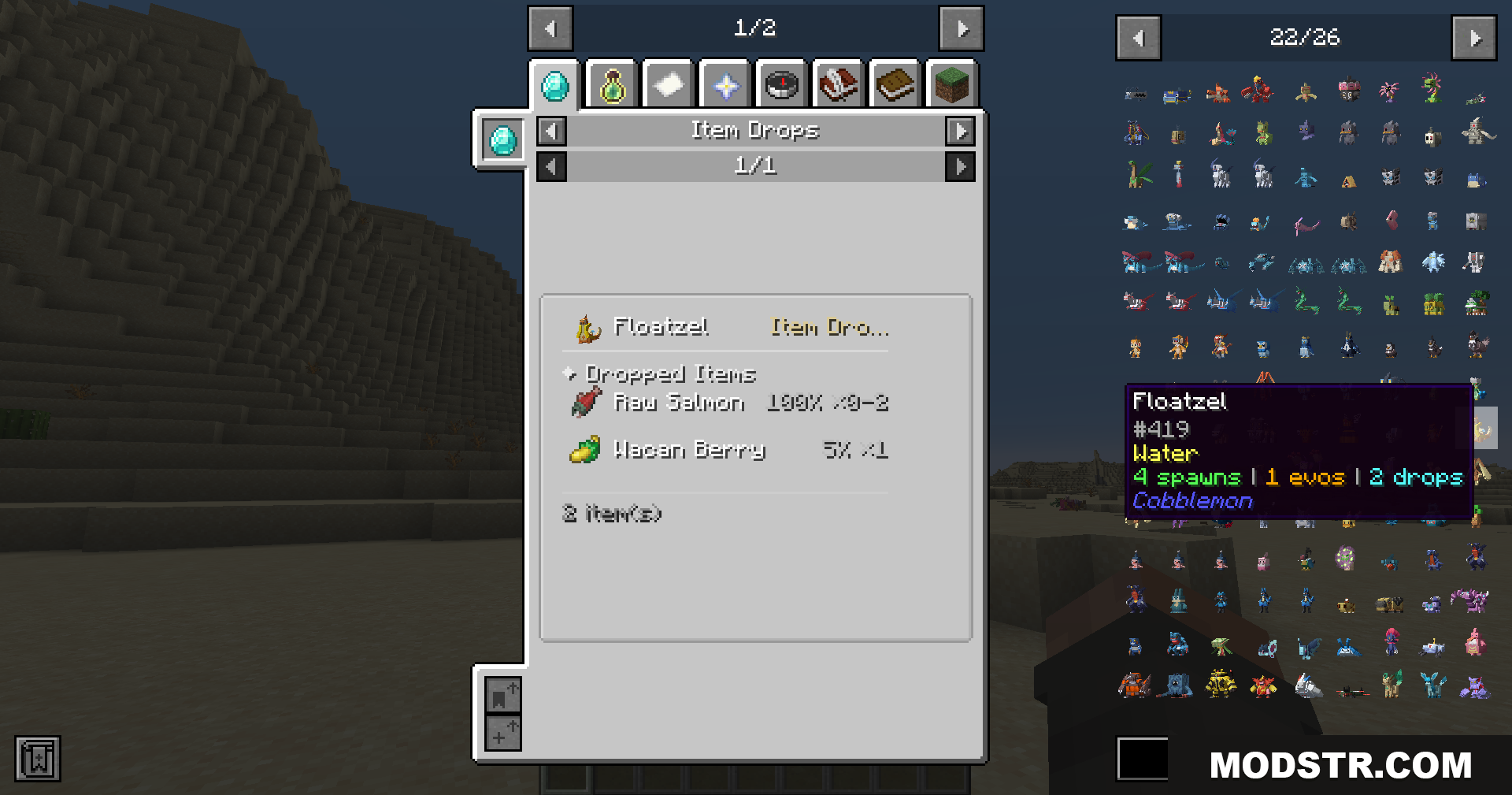 Cobbledex Rei Emi Jei Mod Screenshot 12 Checking what items Floatzel drops when defeated