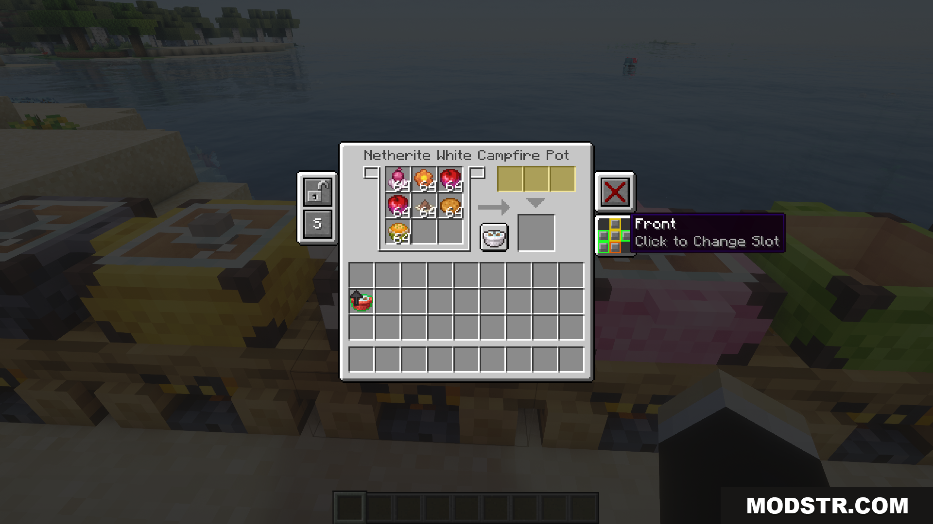Empty crafting interface for the Netherite Pink Campfire Pot block