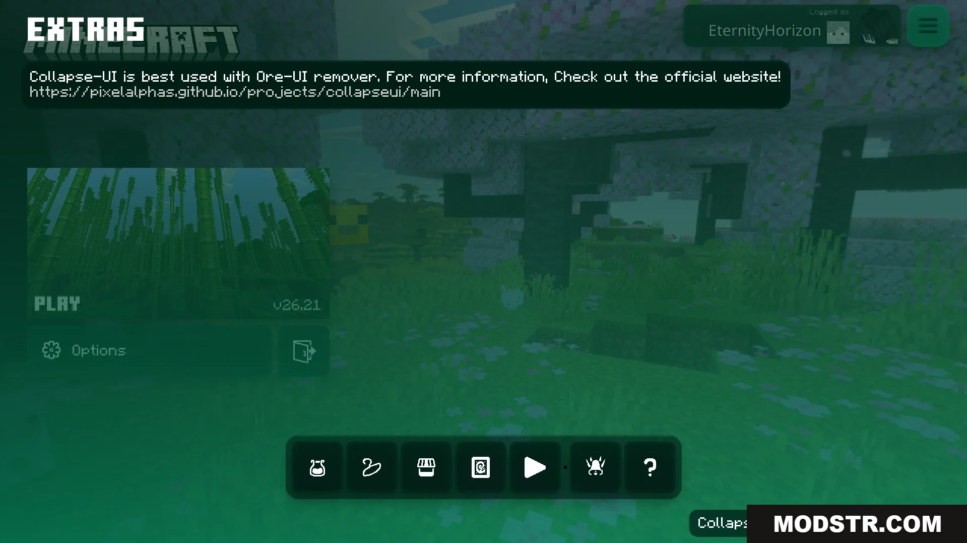 Collapse UI Texture Pack Screenshot 7 Custom main menu interface giving players easier access to new menu options