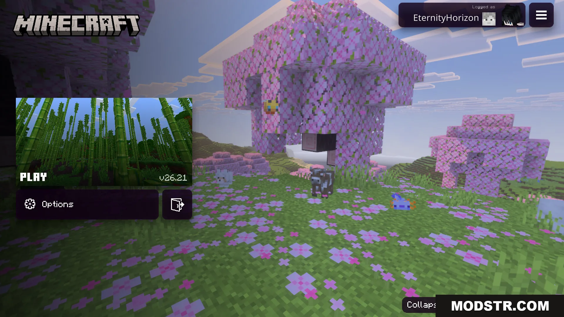 Collapse UI Texture Pack Screenshot 1 Custom console style main menu interface with play and options buttons