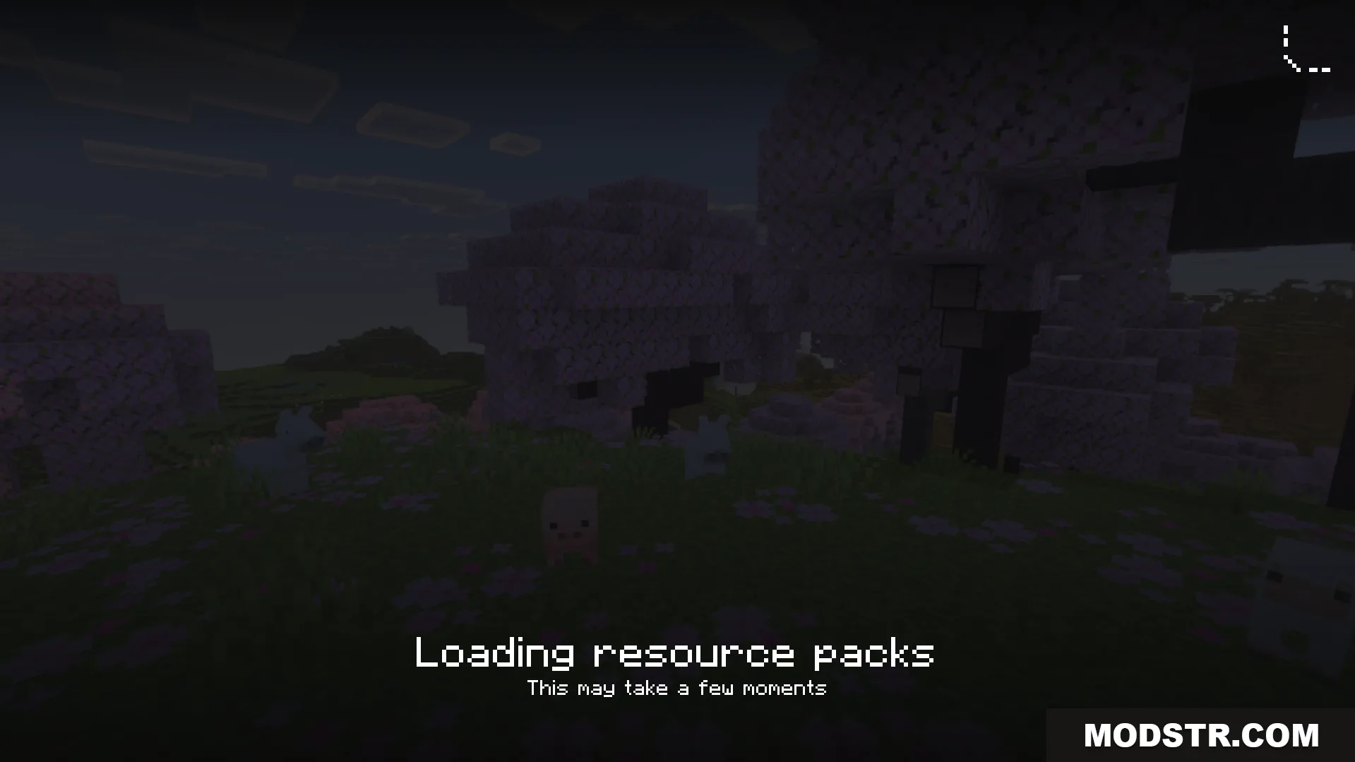 Collapse UI Texture Pack Screenshot 4 A dark loading screen with text saying loading resource packs