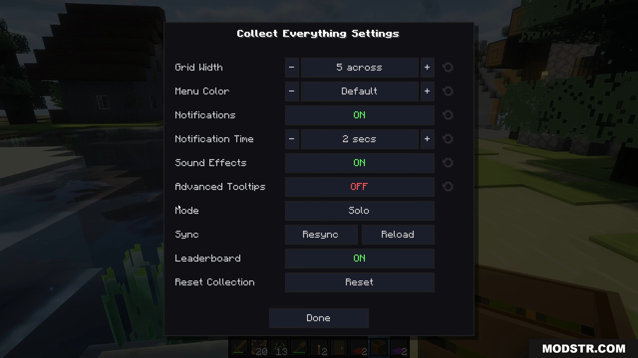 Collect Everything Mod Screenshot 15 Adjusting options in the Collect Everything mod's settings screen