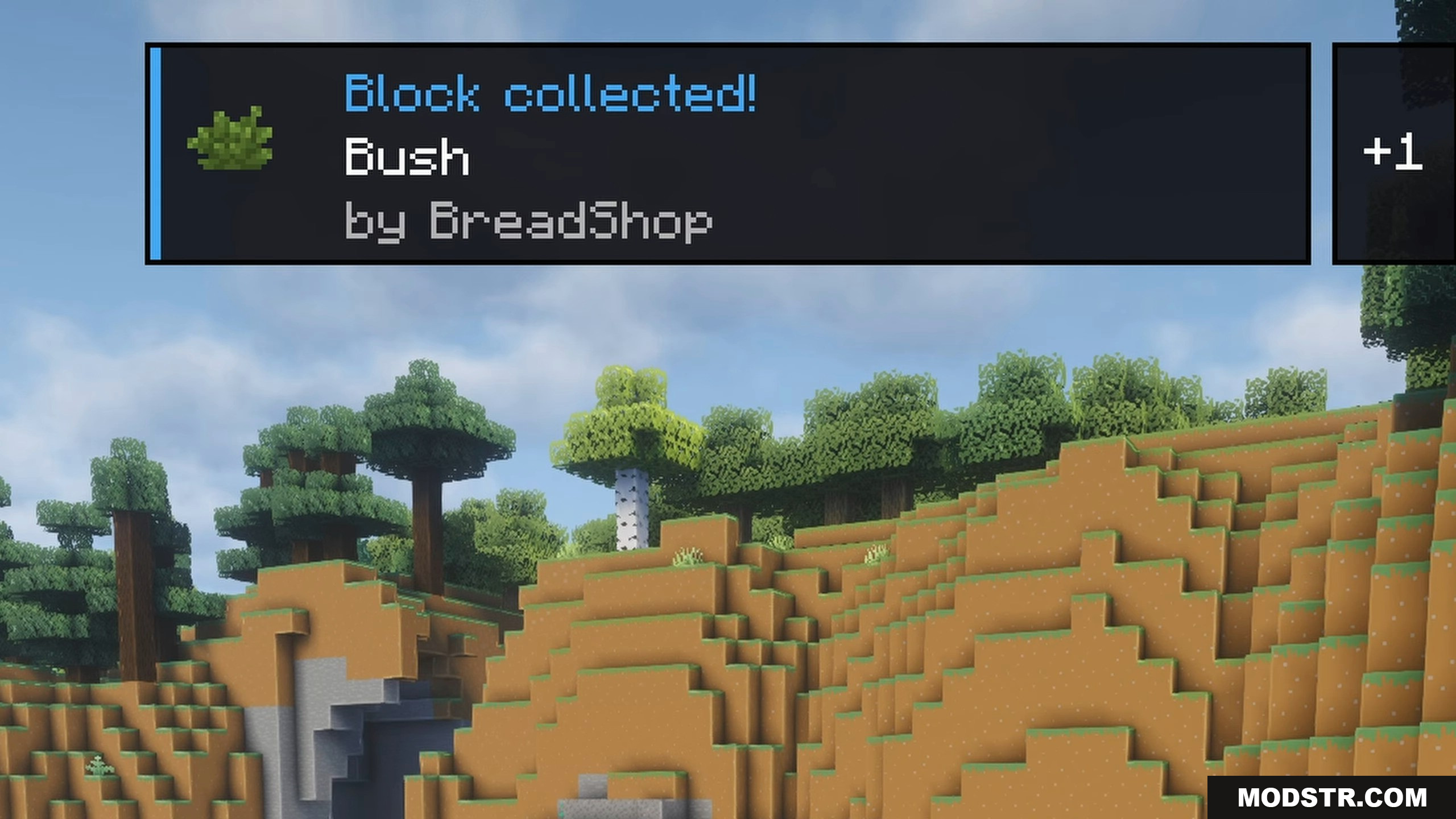 Collect Everything Mod Screenshot 18 A notification for collecting a new bush block