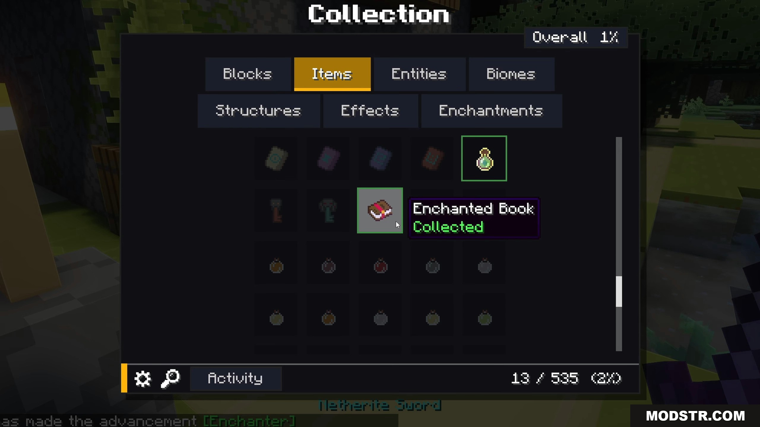 Collect Everything Mod Screenshot 11 Viewing a collected enchanted book in the collection menu
