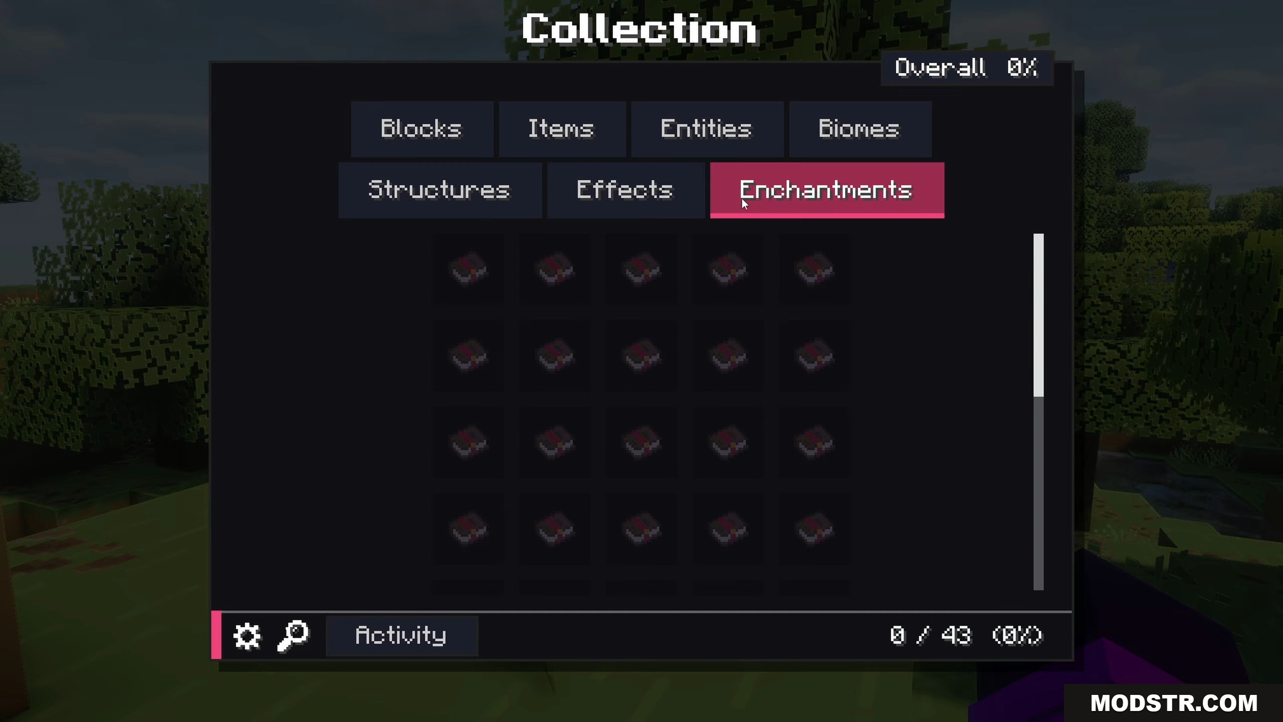 Collect Everything Mod Screenshot 5 The enchantments tab shows all undiscovered books in the collection