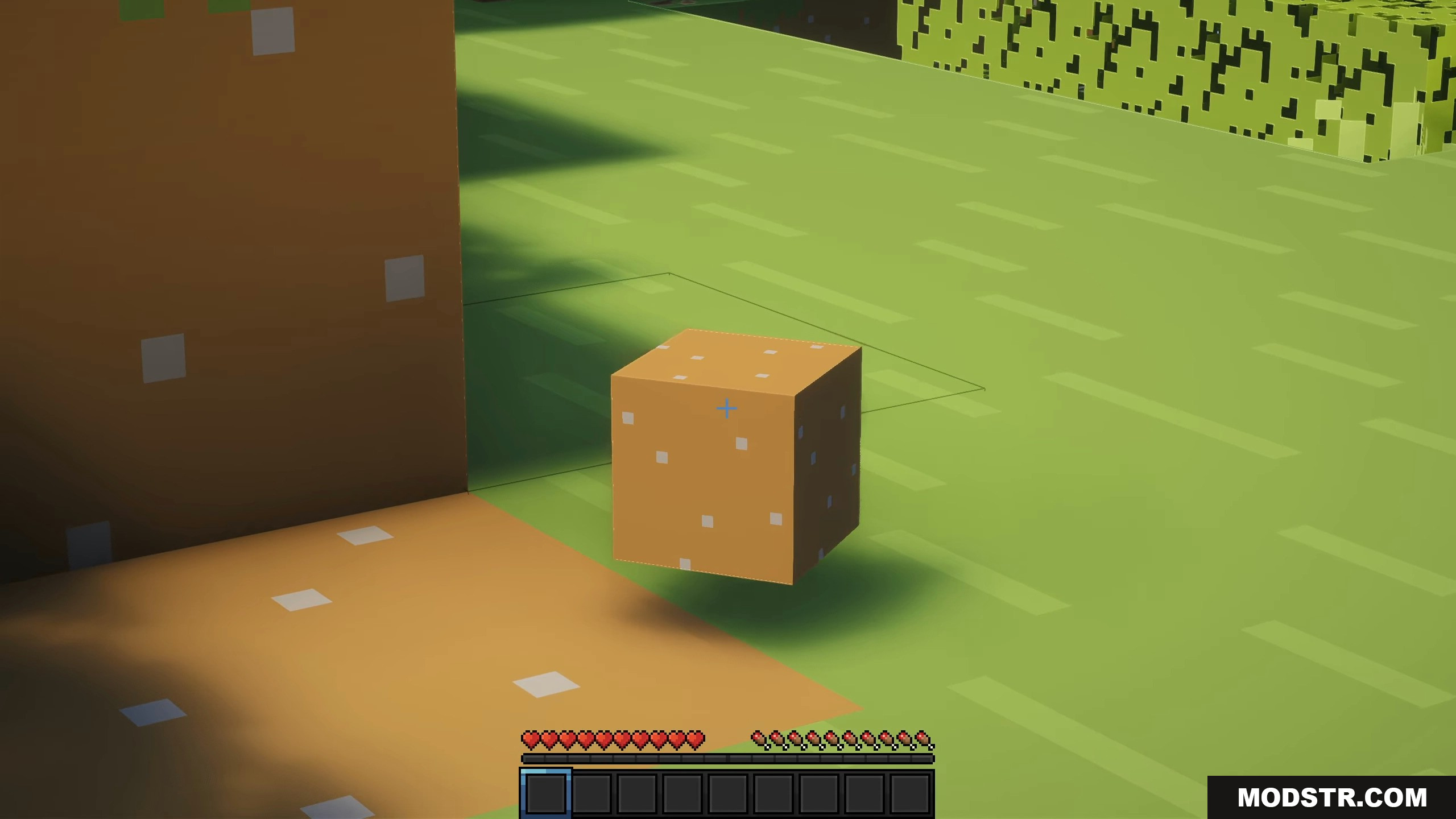 Collect Everything Mod Screenshot 7 A player collects a dirt block with a simple texture
