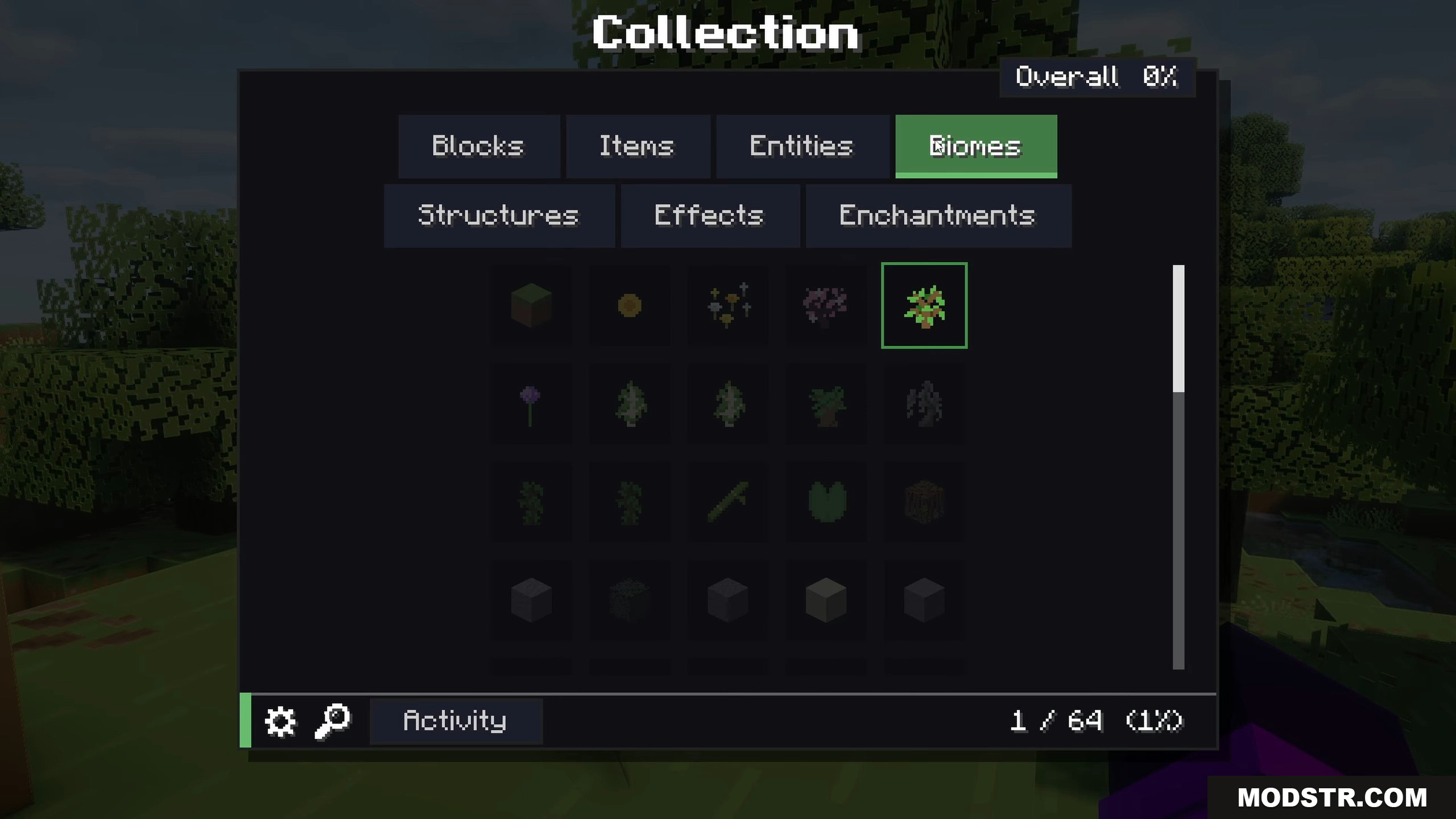 Collect Everything Mod Screenshot 4 The Collect Everything mod's menu showing the biomes collection