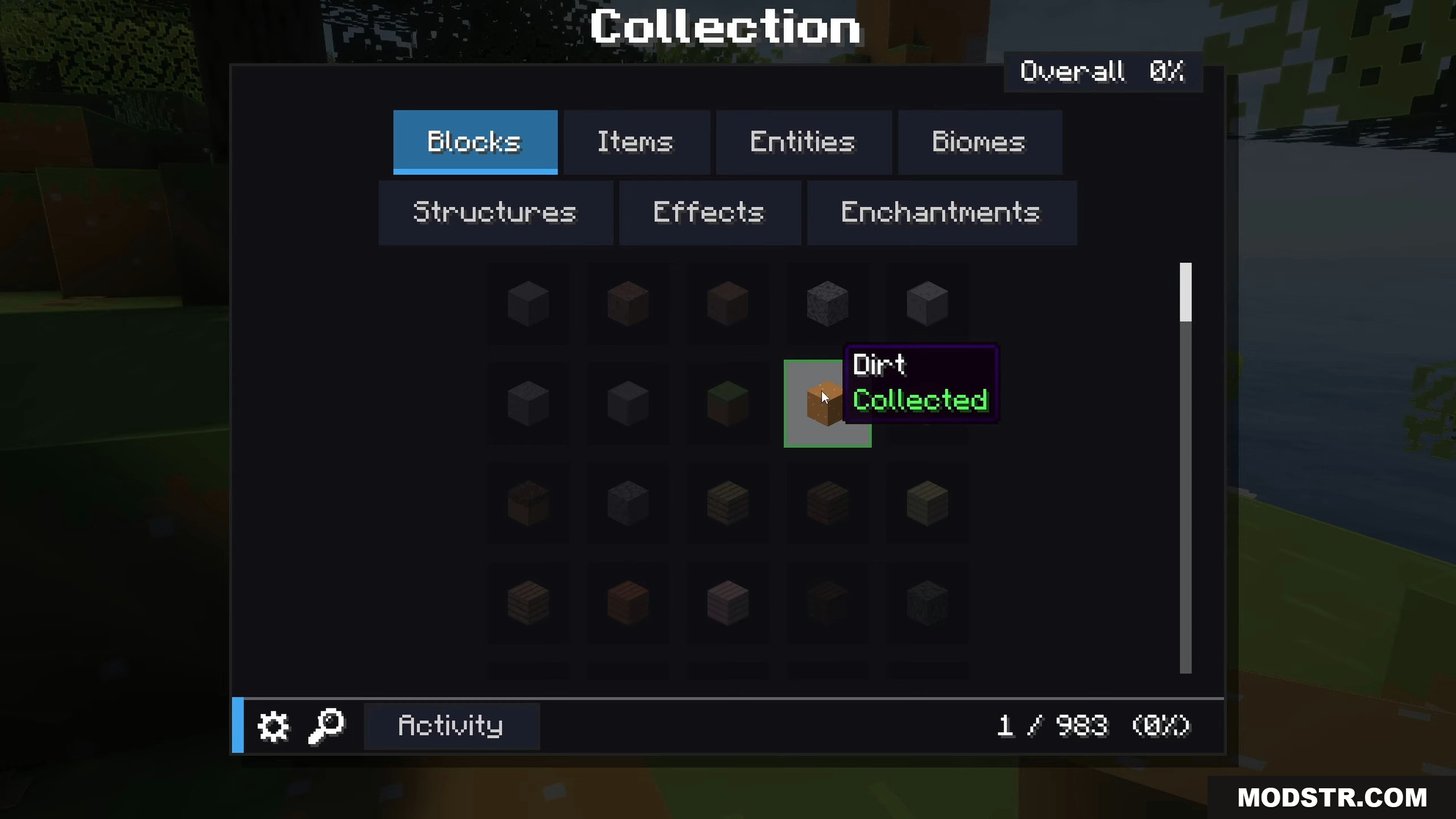 Collect Everything Mod Screenshot 8 Collect Everything Mod menu tracks every collected block