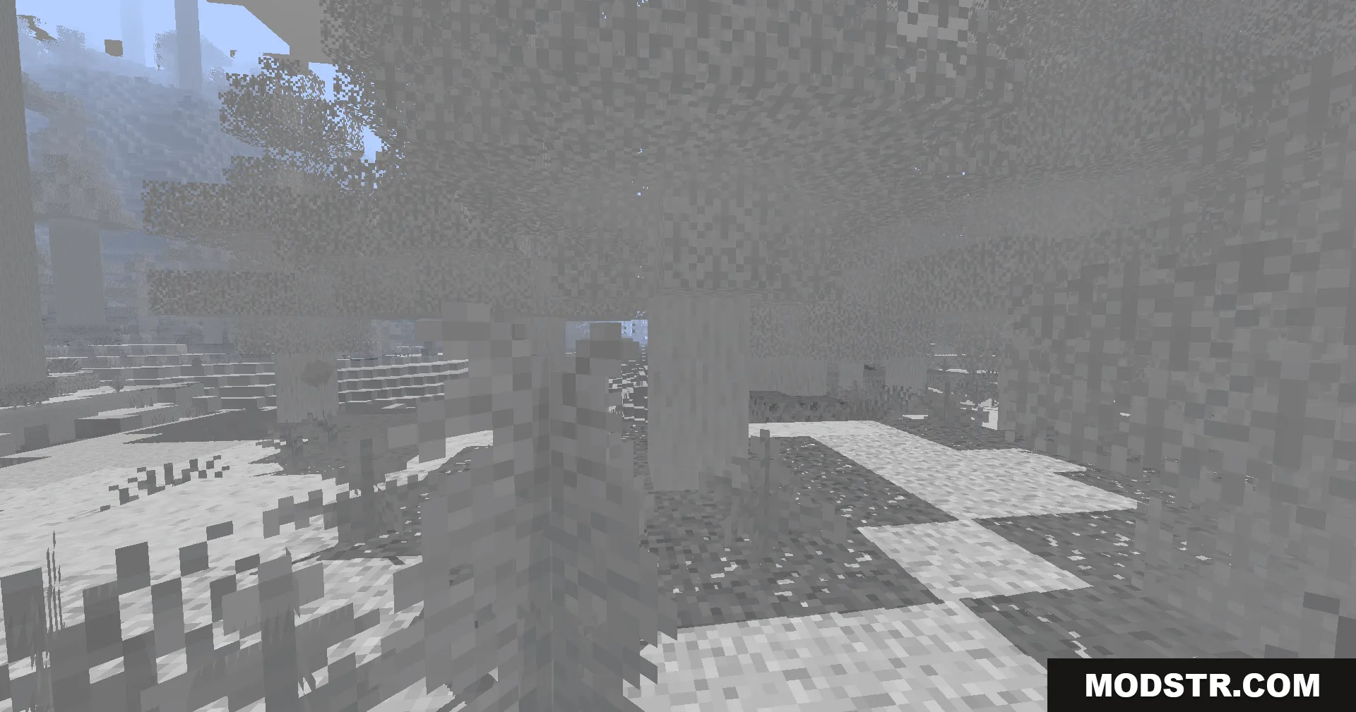 Colorless Black and White Shaders Screenshot 2 Colorless Black and White Shaders applied to a forest and grass area